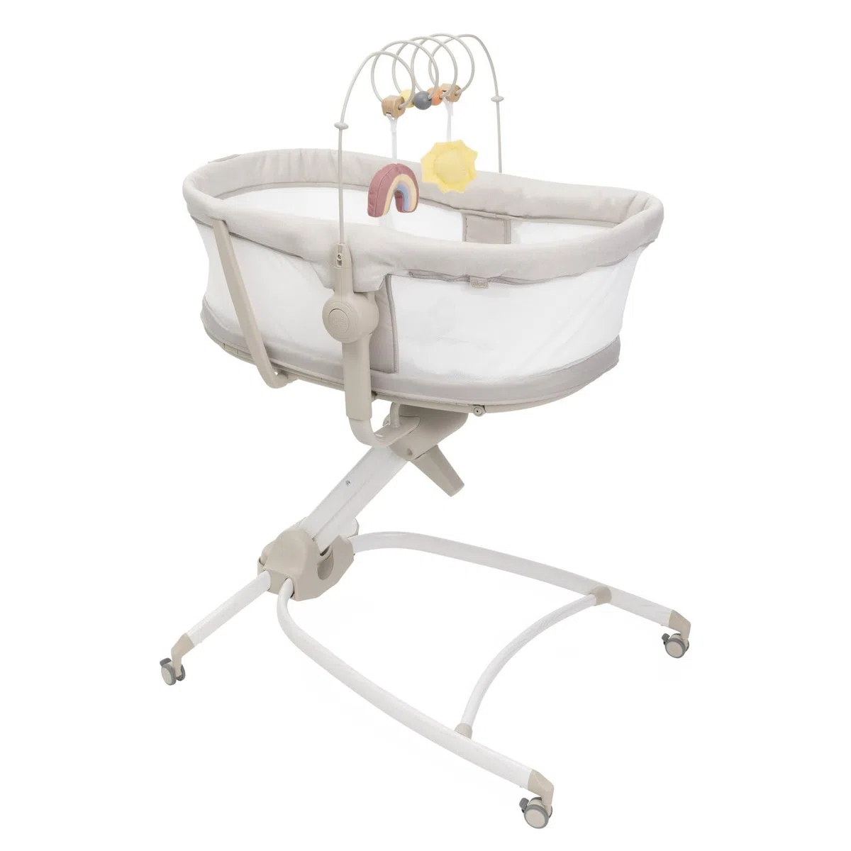 Chicco Baby Hug 4en1 Armonía, Cuna, Hamaca, Trona y Silla de Mesa 0-36 Meses, Altura Regulable con Pedal, Barra de Juego y Tela de Red para Circulación de Aire, Solución Ahorraespacio