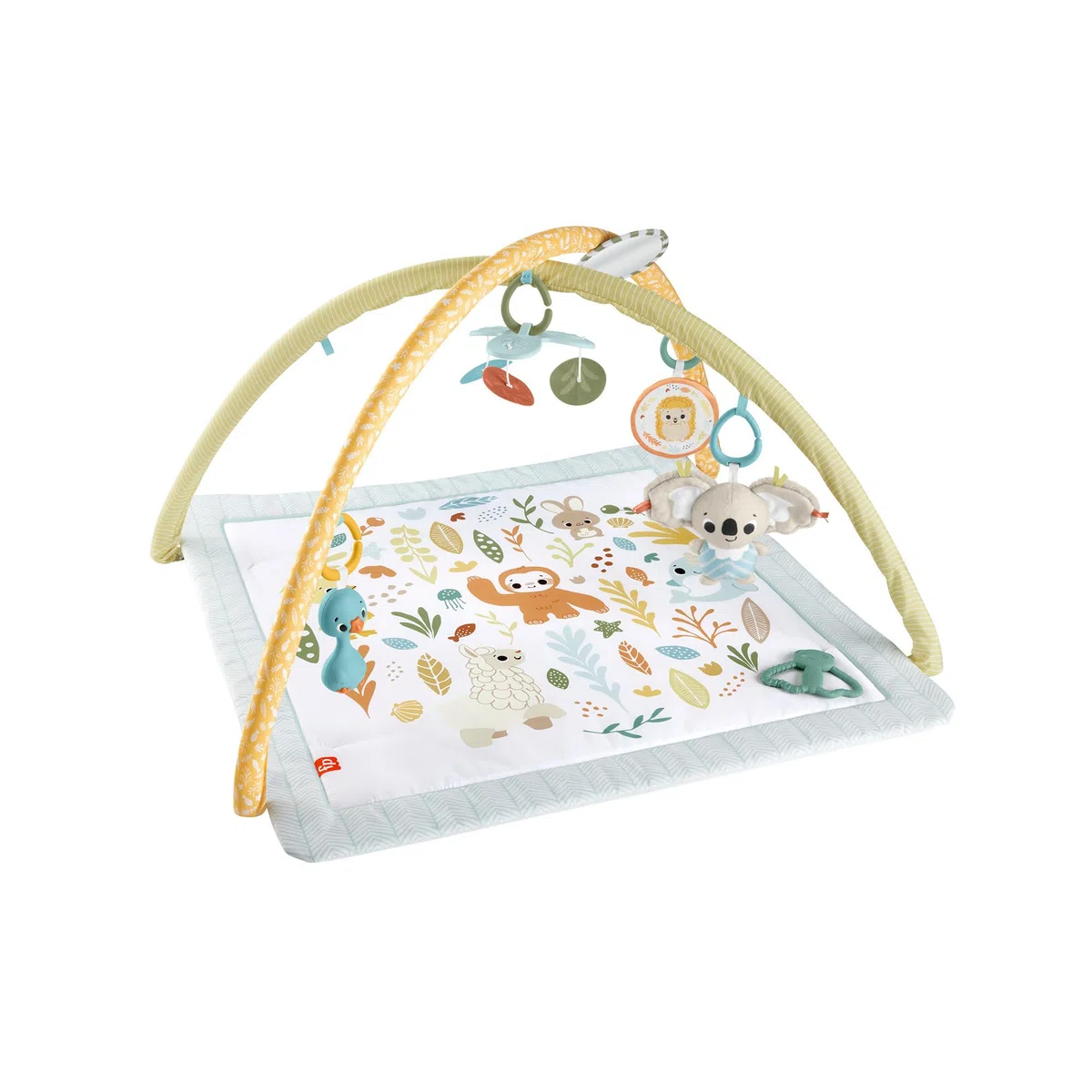 Fisher-Price Sensimals Gimnasio Infantil Simply Senses Alfombra de Actividades con Juguetes sensoriales para bebé recién Nacido (Mattel HRB15)