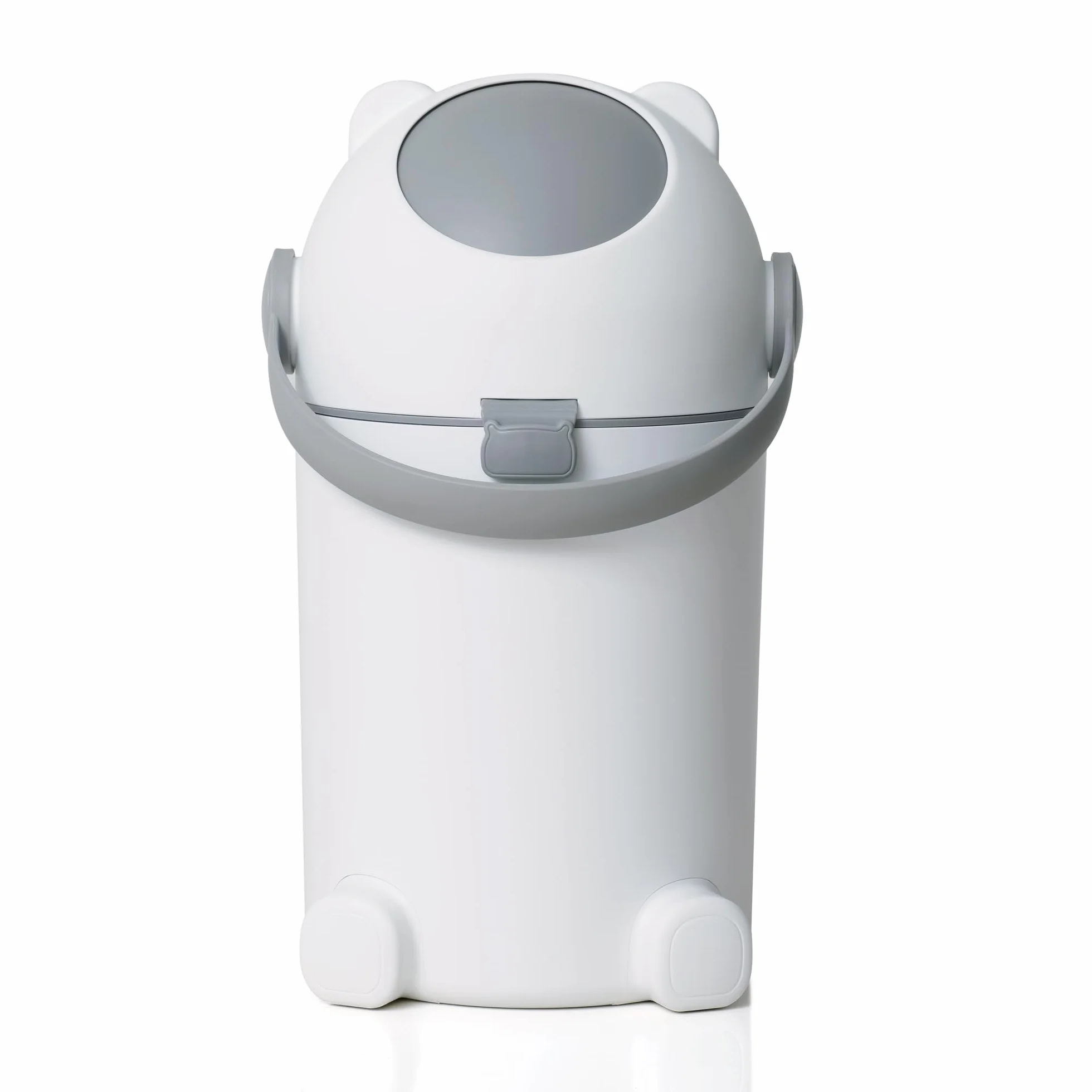 Cubo de pañales con protección contra olores, 12 l, manejo con una sola mano, bolsa universal, diseño de oso n2, color blanco y gris