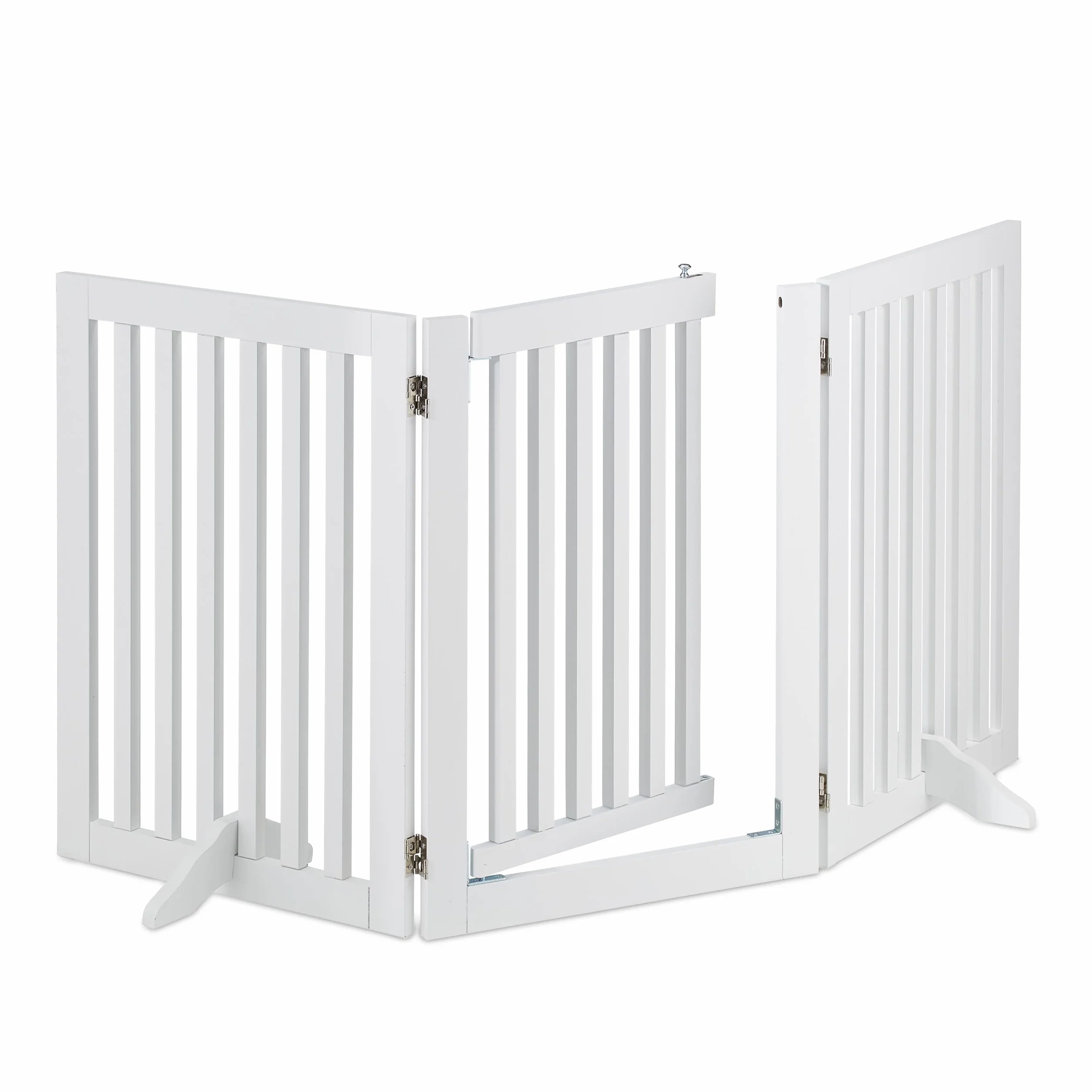 Relaxdays Barrera Seguridad Perros, Animales, Valla Protección Mascotas, Puerta, 70x154cm, Plegable, 3 Paneles, Blanca