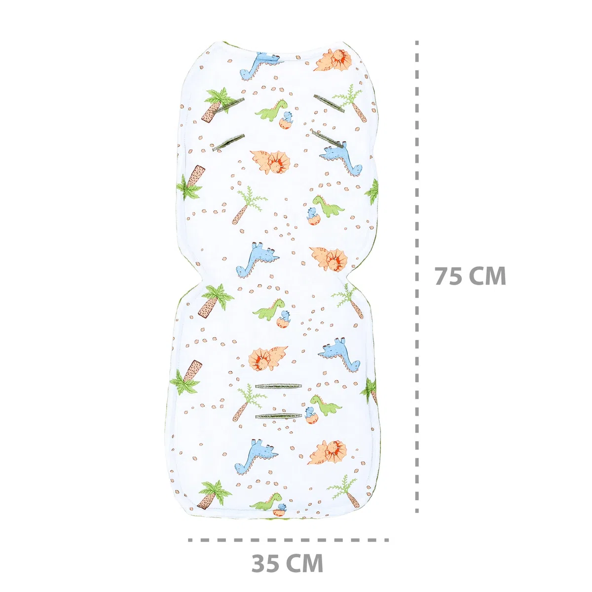 Colchoneta silla paseo universal - Cojín reductor Ideal para carrito bebe funda asiento cómoda y protectora para mayor confort del bebé Minky Dinosaurio verde