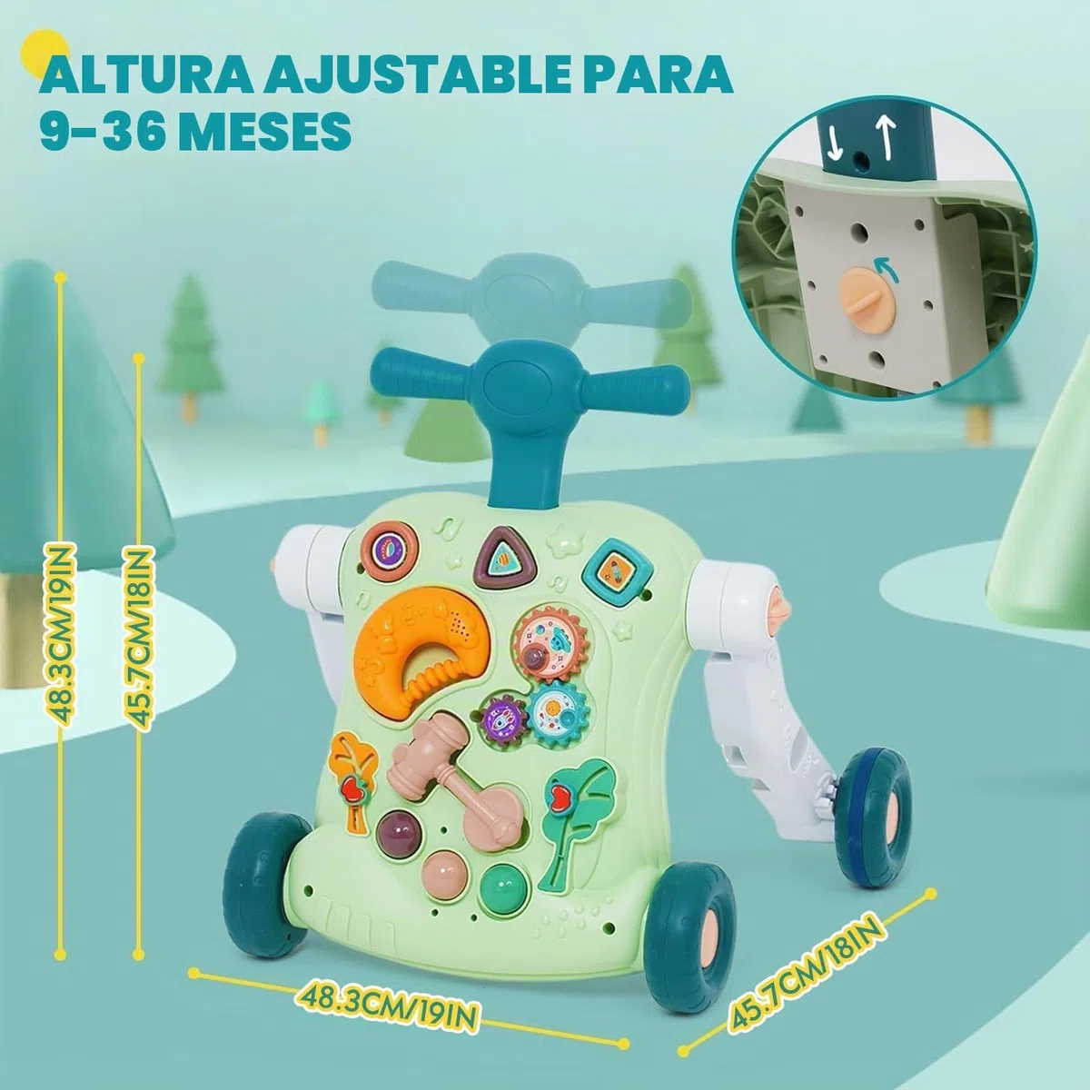 Andador Bebés,6 en 1 Caminador Bebe de juguetes de entretenimiento,Ruedas con velocidad regulable,Tablero de Juego Extraíble,para bebés de 12 a 36 meses