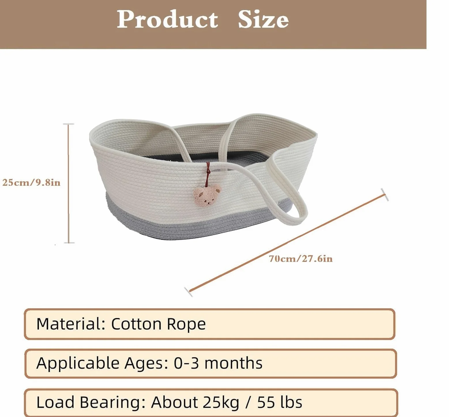 Bebé Moisés Canasta Portátil Bebé Cama Handheld Moisés Cesta de Algodón Cuerda para Bebé Cama Carrera Llevar Bebé Cambiando Mesa Bebé Bebe para El Bebé para El Coche de Viaje Al