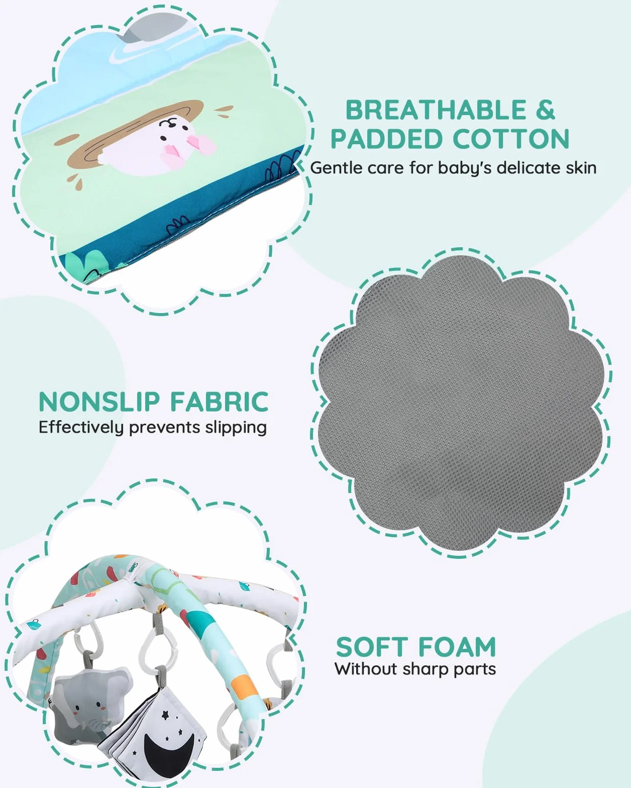 Lilian&Gema Gimansio de Actividades para bebés,Gimnasio De Juegos Para Bebe con 6 juguetes sensoriales desmontables para etapas de desarrollo sensorial y motriz,¡regalo ideal para bebés(0-18 meses)