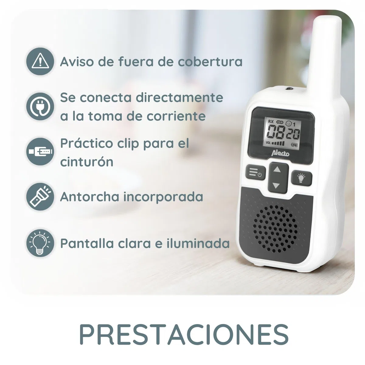 Alecto bébé DBX80 Vigilancia de Largo Alcance - Monitor Bebe Alcance de hasta 3.000 Metros - con Largo Tiempo de Espera (hasta 9 Horas) - VOX - Sensibilidad Ajustable - Ampliable - Blanco