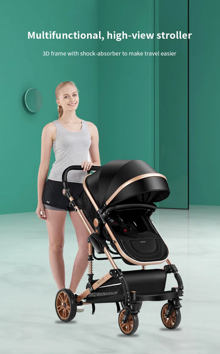 Carrito Bebe 3 en 1, Carrito Bebe con Diseño Portátil Plegable de Un Clic, Carro Bebes 3 Piezas con Empuje Reversible de Dos Vías, Cochecito Tres Piezas con Accesorios (739 Red)