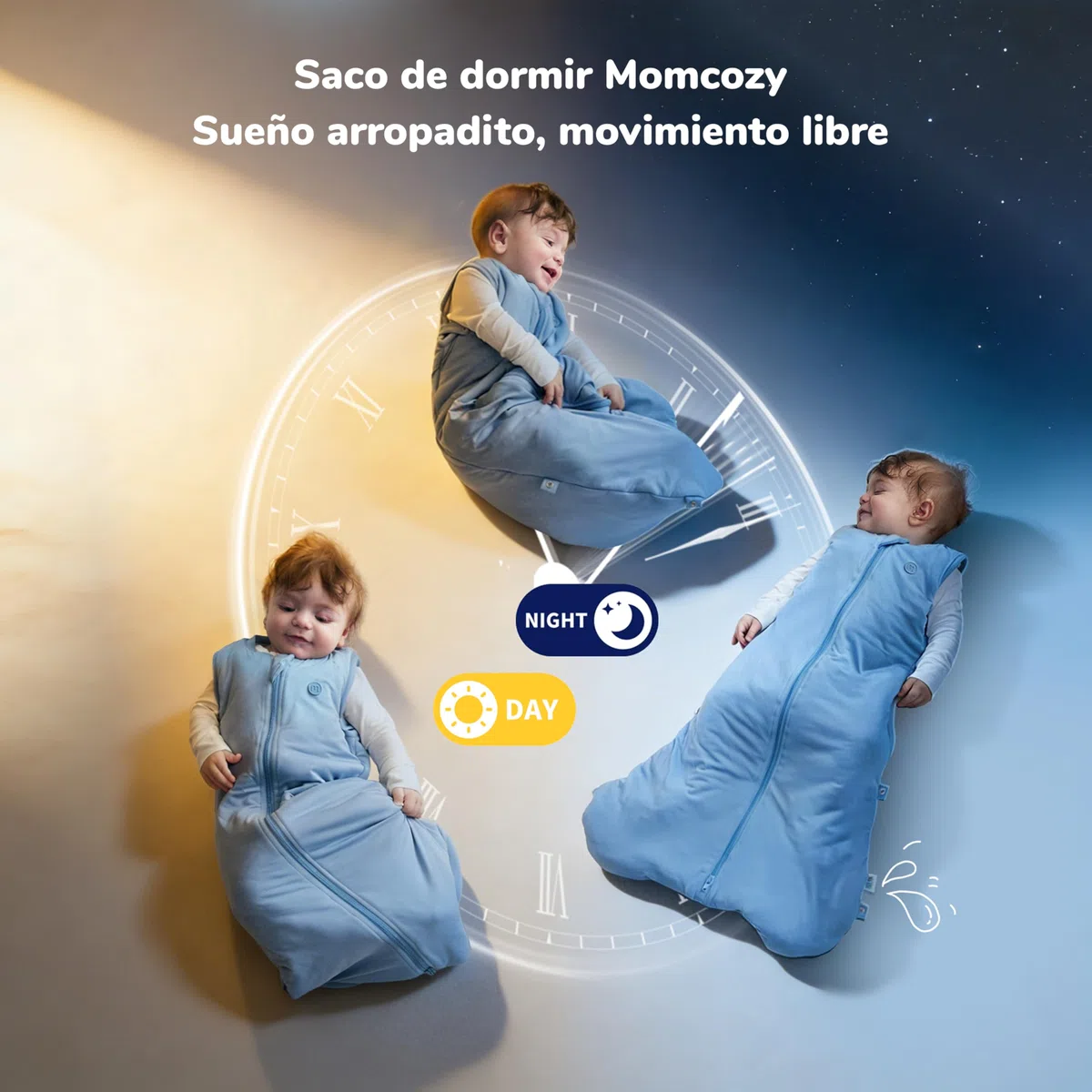 momcozy Saco de Dormir bebé 1.5 TOG de bambú, diseño Saludable para la Cadera (IHDI), Cremallera Doble para Cambio fácil, Ajuste SnapFit, Suave y Transpirable, 0–24 Meses