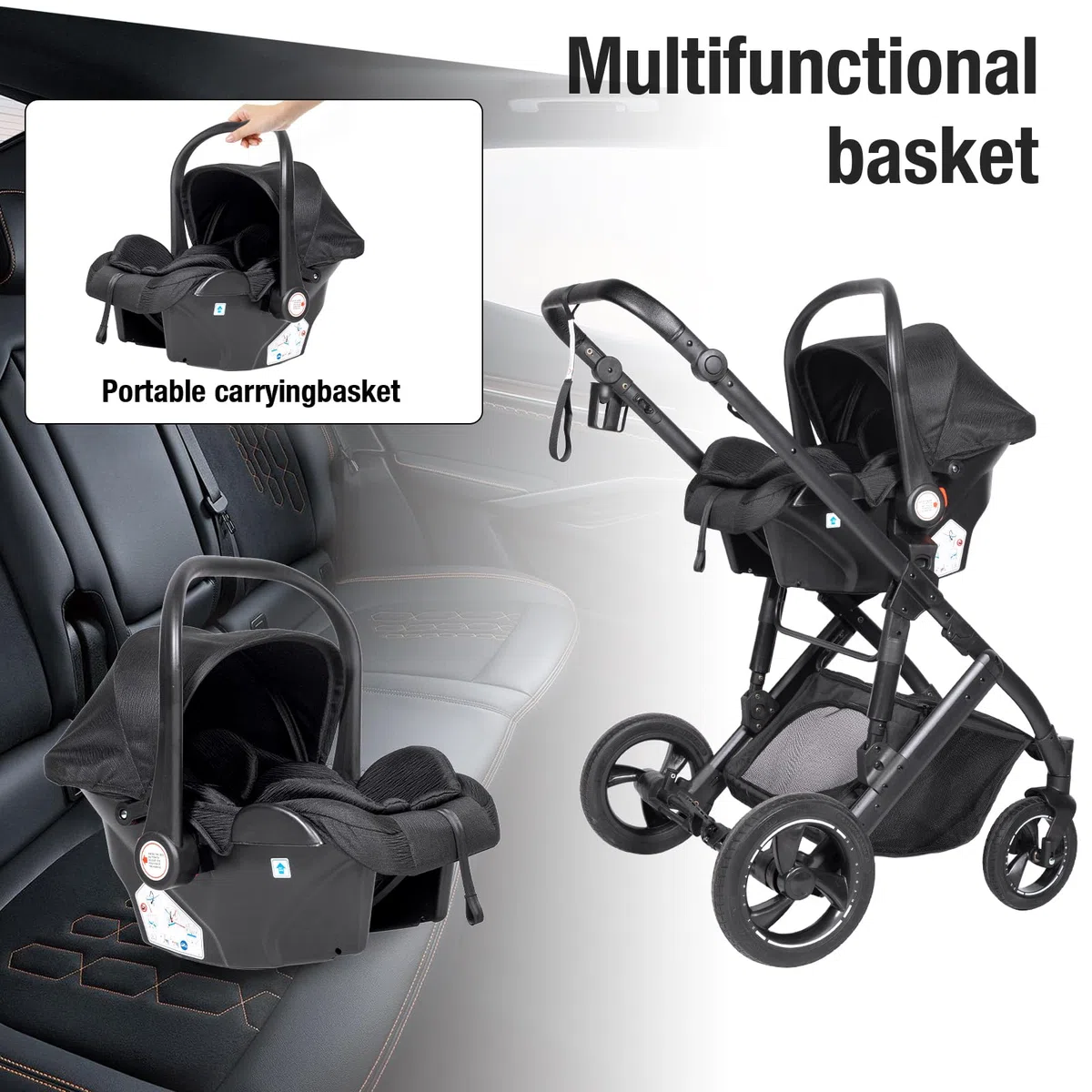 Sistema de viaje, desde recién nacido hasta niño pequeño, todo terreno, plegable con una sola mano, cochecito de bebé de asiento alto, convertible, carrito de bebe 3 en 1