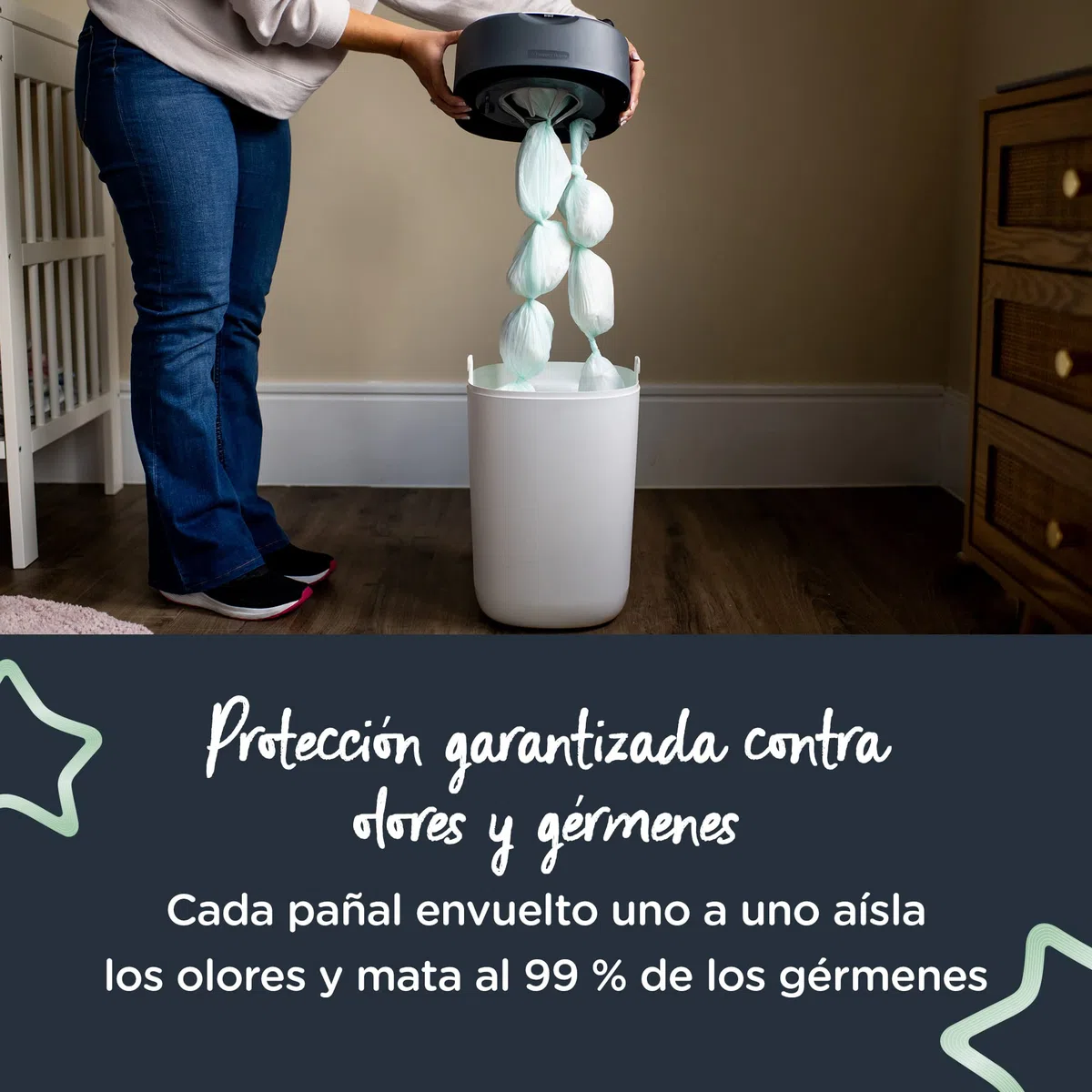 Tommee Tippee Recambios Para Contenedor Para Pañales Avanzado Twist and Click, Película GREENFILM Antibacteriana y Sostenible, Pack de 18