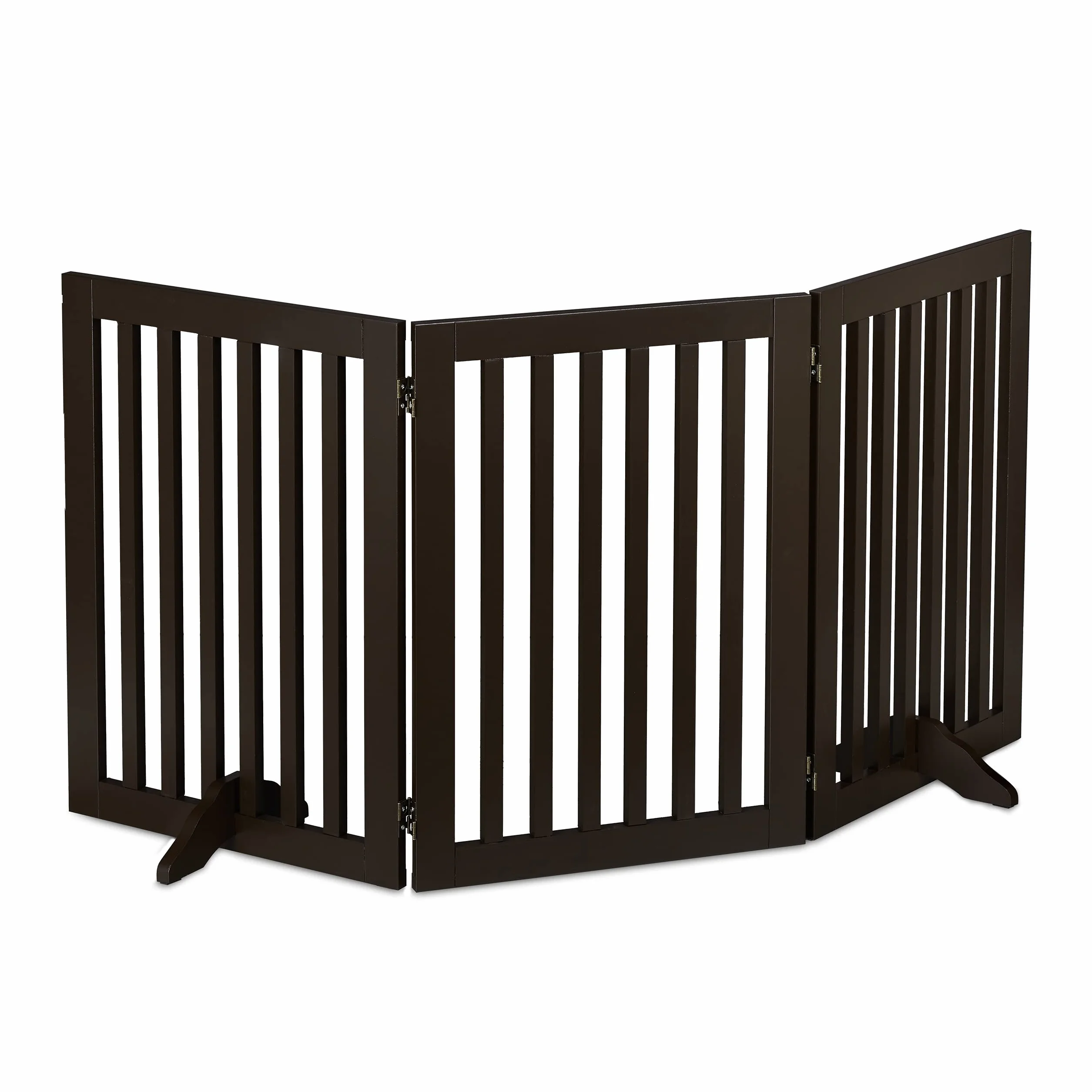 Relaxdays Barrera Seguridad Niños, Valla Protectora Plegable, 70 x 154 cm, Cerca Perros y Mascotas, con Patas, Marrón