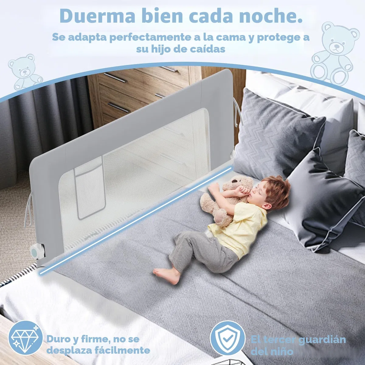 LZQ Barrera plegable para cama infantil, protección contra caídas, protección contra caídas, protección contra caídas, 150 cm