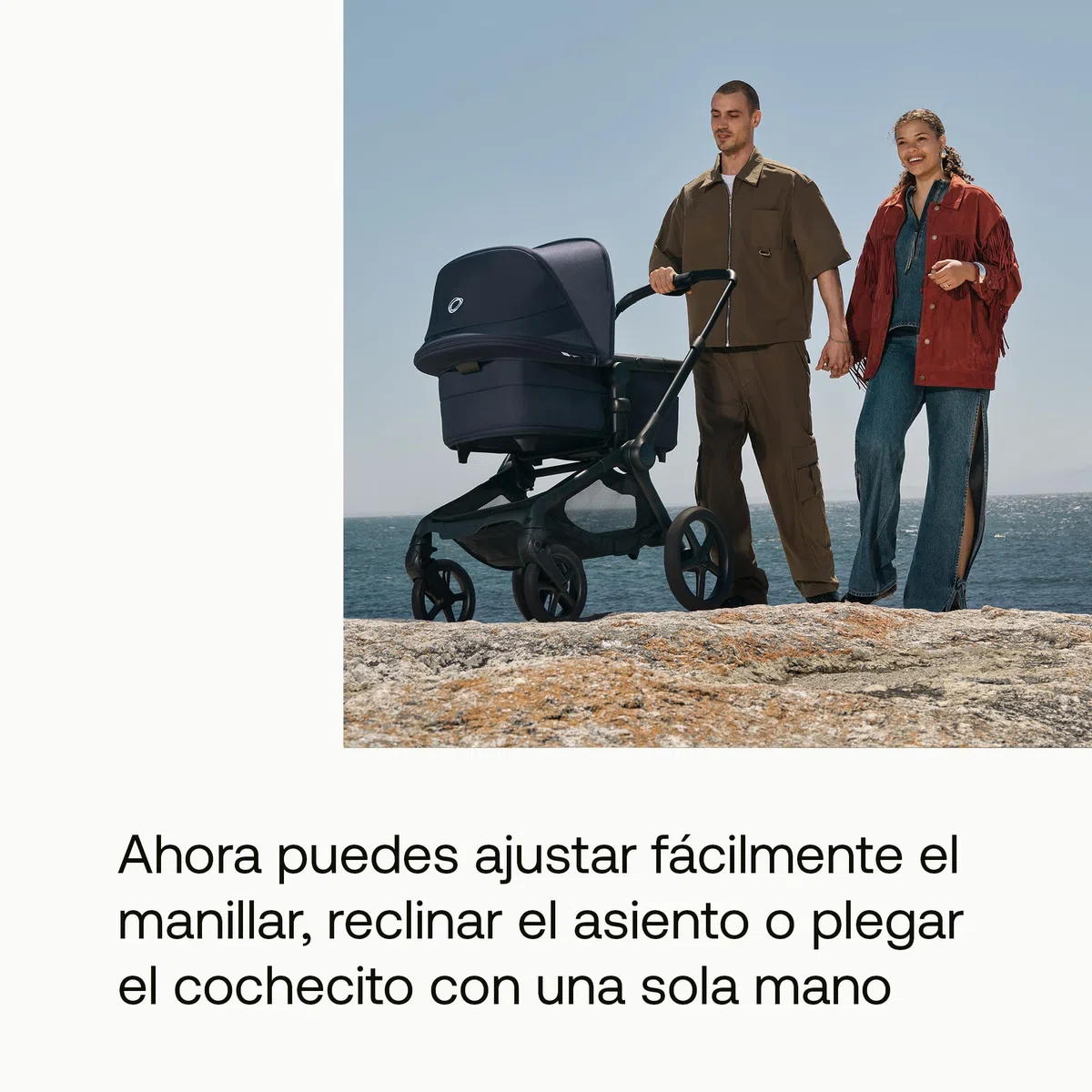 Bugaboo Fox 5 Renew Carrito Todoterreno, Cochecito de Bebé 2 en 1, Suspensión Total, Fácil Plegado, Capazo Espacioso, Asiento Extensible, Maniobrabilidad, Chasis Negro y Capota Desert Taupe Melange