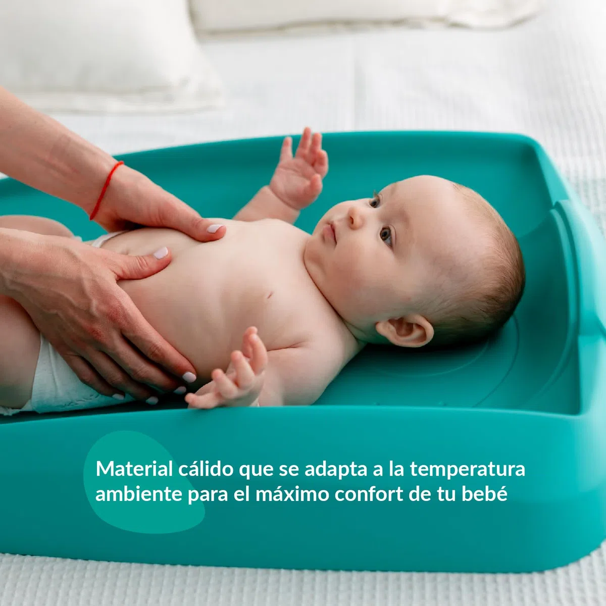 Cambiador de Bebé Impermeable y Confortable para Cómoda | Antideslizante con Medidor | para después del Baño y cambio de Pañales | Diseño funcional para Bebé, Verde Turquesa
