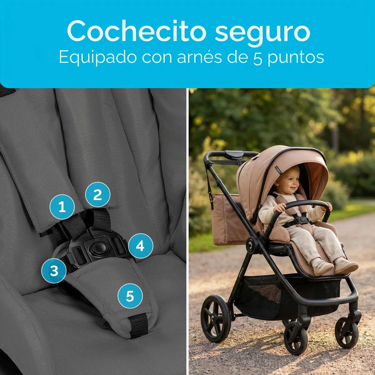 Älskar - Cochecito de bebé reversible, plegable, compacto, hasta 22 kg, respaldo ajustable, techo con protección UV, cinturón de 5 puntos, cubierta para lluvia, mosquitera, bolsa gris oscuro