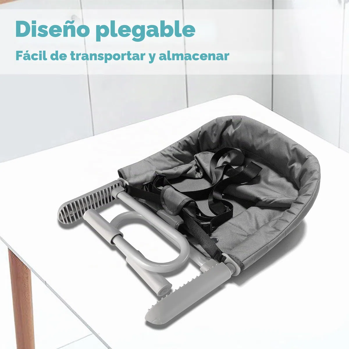 Silla Alta para Bebé, Bebe Asiento de Mesa Portátil con Bolsa de Transporte, Elevador de Silla para Mesa, Seguridad Silla Plegable, Ideal para Hogar y Viajar.