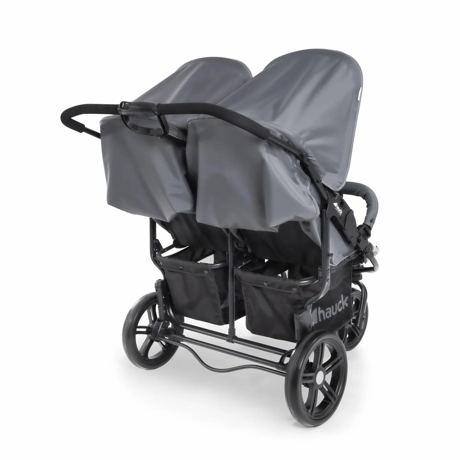 hauck Roadster Duo SLX Carro Doble Bebé | Silla de Paseo Gemelar Ligera desde el Nacimiento hasta 15 kg o 3 Años - Reclinable - Plegable Ultracompacta - Ruedas Grandes - Cesta XL - Gris