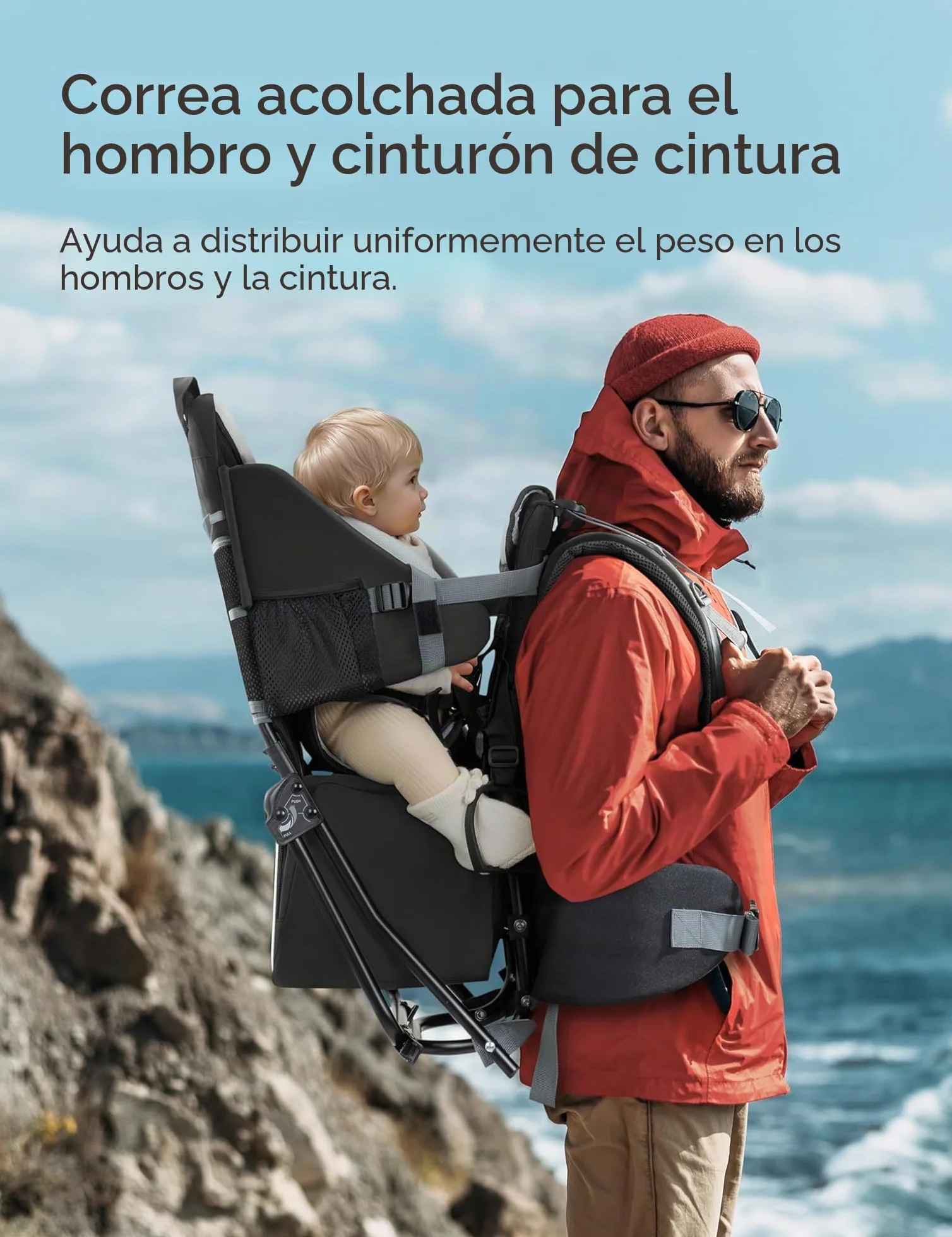 Besrey Mochilas Senderismo Portabebés Portador de Bebé Marsupio Viaje Acampada Asiento Negro