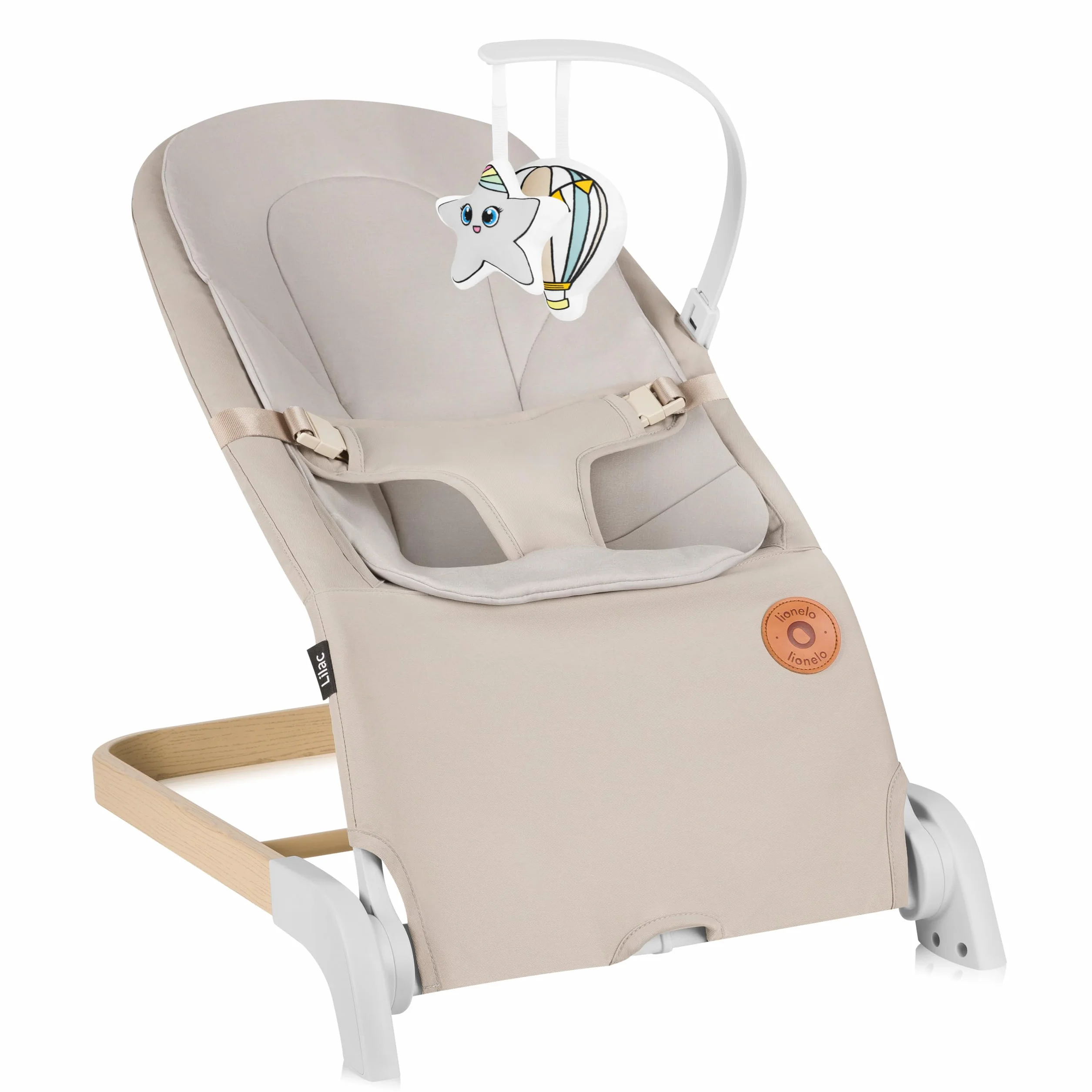 LIONELO LILAC - Balancín y tumbona para bebés de hasta 9 kg, 0 a 6 meses, 2 en 1, 2 juguetes, inclinación ajustable, arnés de 3 puntos, peso ligero, 3,2 kg, plegable