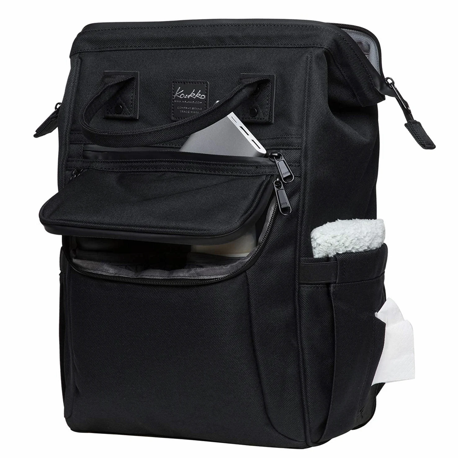 KAUKKO Bolsa de pañales para bebé con gancho de cochecito multifunción de nailon de gran capacidad, mochila de viaje para viajes con muchos compartimentos