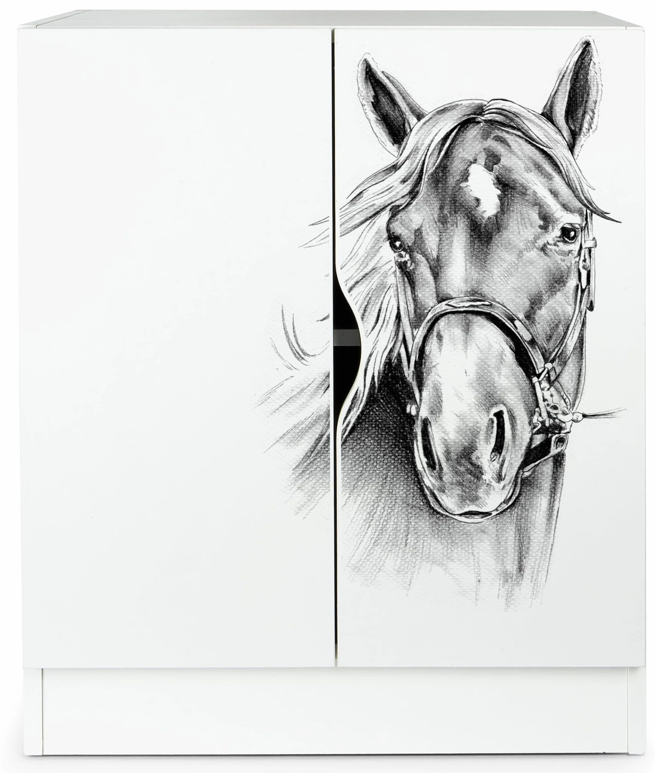leomark Mueble Roma Blanco Semimate Armario Bajo 60x42x78 cm con Estante Ajustable Diseno Clasico Tablero 18 mm Asa Segura Montaje Sencillo Ideal para Salon Dormitorio o Pasillo, Caballo