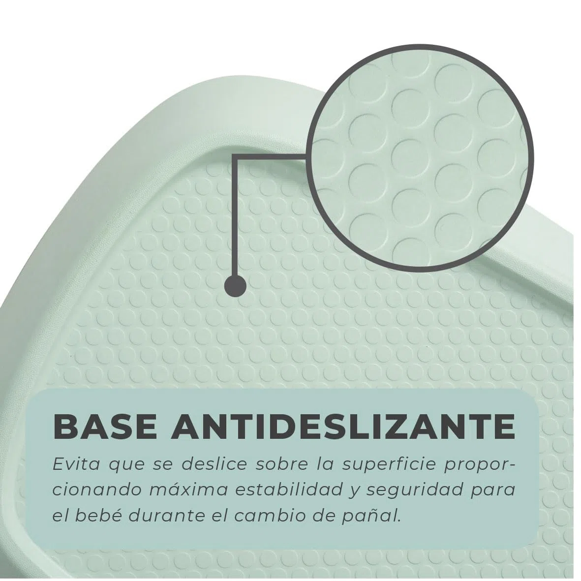 Olmitos - Cambiador de Bebé Antideslizante EVA – Superficie Impermeable, Lateral Elevado, Medidor de Crecimiento, Higiénico y Fácil de Limpiar – 69x44cm | Desde 0m hasta 12 meses (Menta)