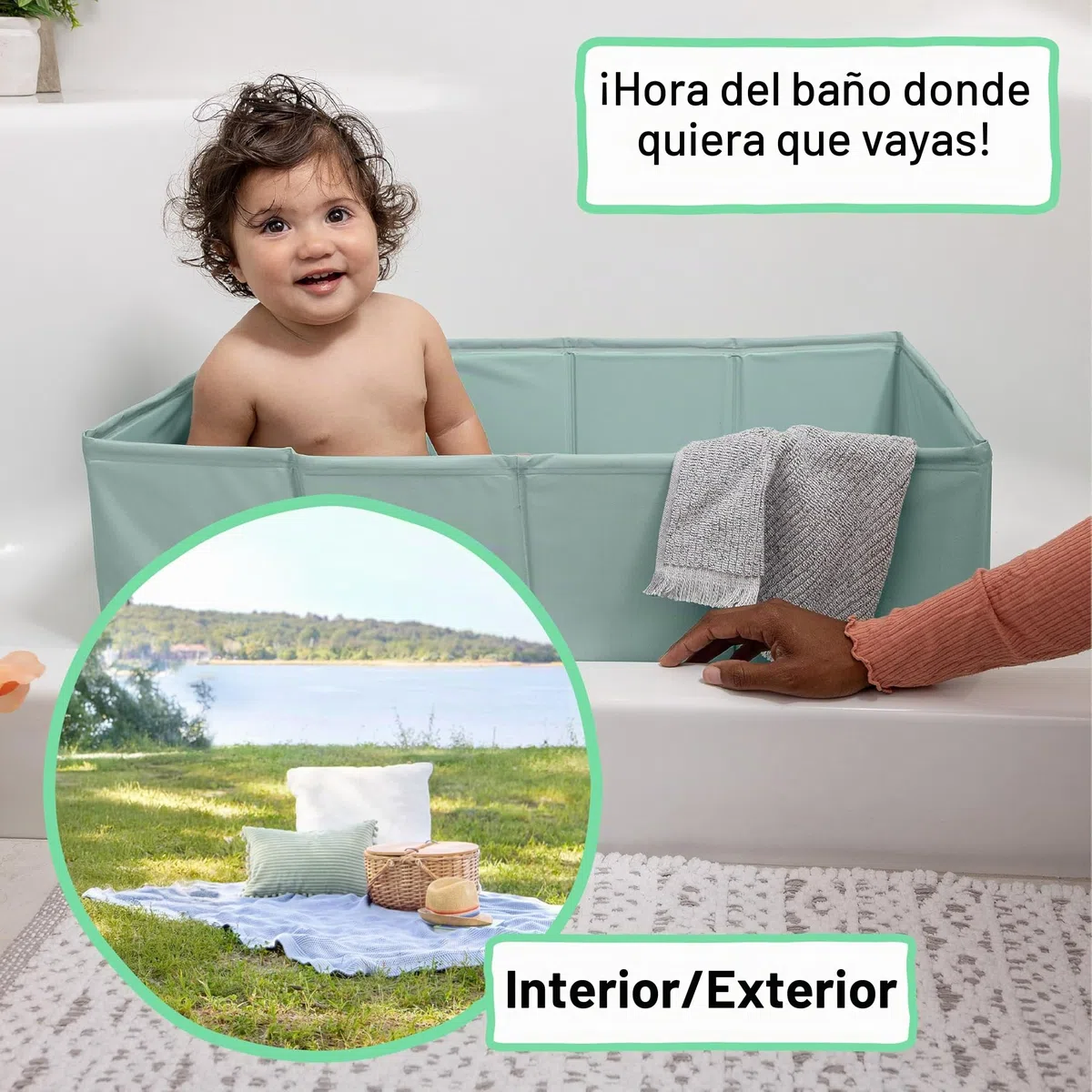 Ingenuity, Bañera para Niños Pequeños Tuckaway, Convierte la Ducha en Bañera, Plegable para Fácil Almacenaje, Diseño Compacto, Fácil de Limpiar, No Requiere Montaje, Para 12 Meses a 5 Años