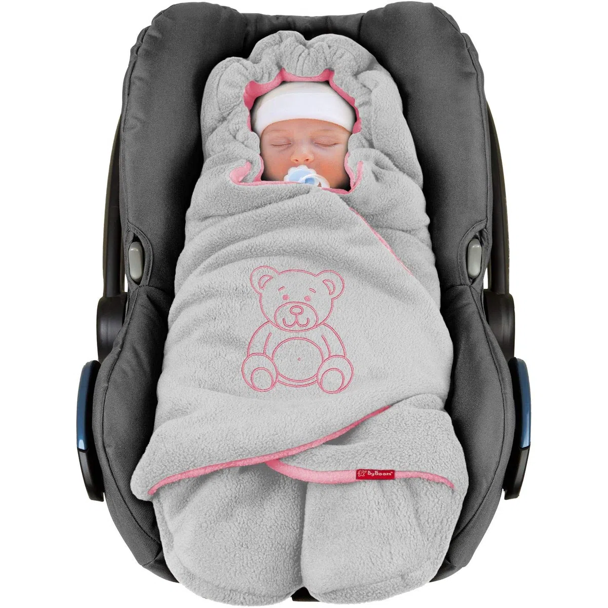 ByBoom Baby Manta arrullo de invierno para bebé, es ideal para sillas de coche (p.ej. de las marcas Maxi-Cosi y Römer), para cochecitos de bebé, sillas de paseo o cunas; LA MANTA ARRULLO ORIGINAL CON EL OSO