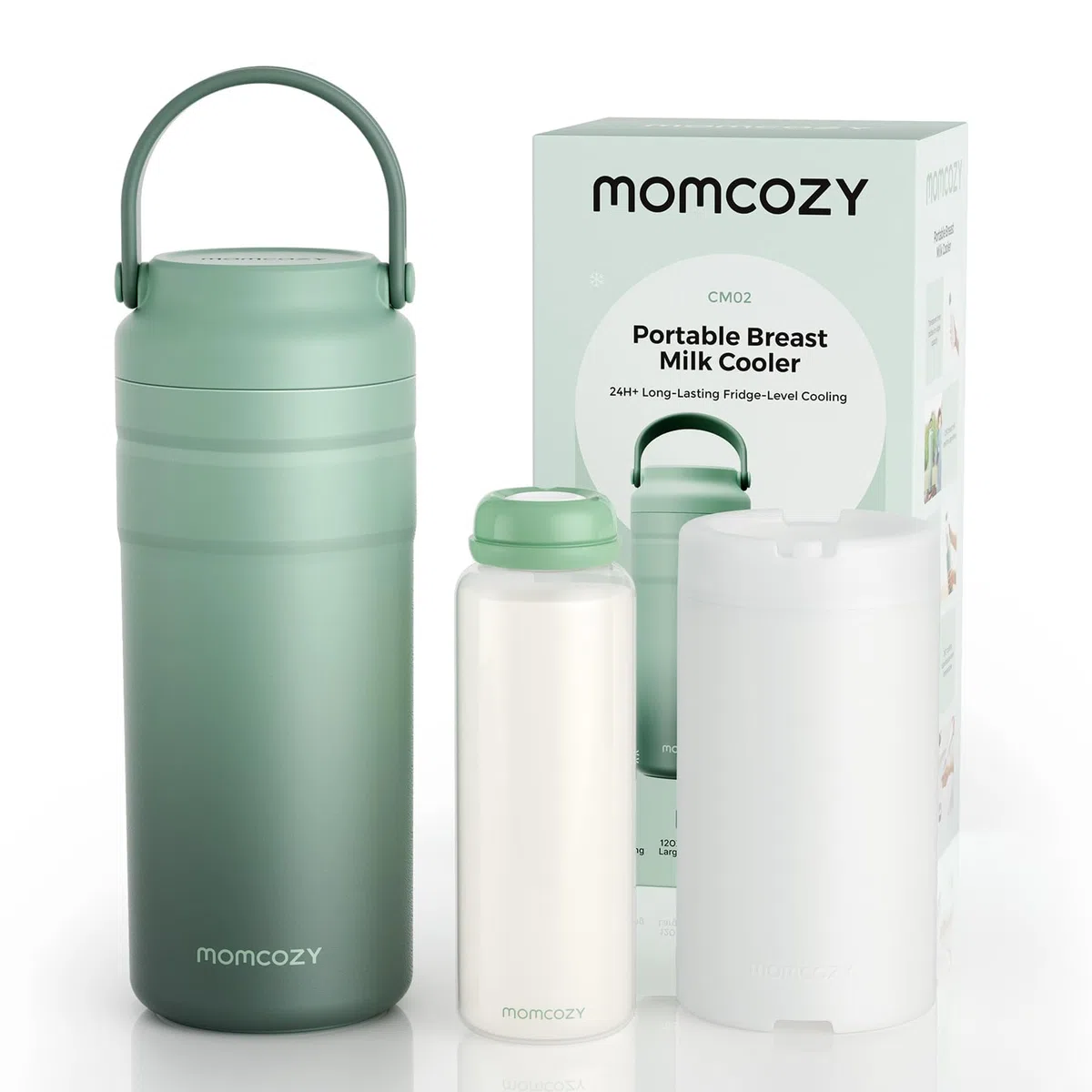 Momcozy Enfriador Portátil de Leche Materna para Uso en Exteriores, 24 h de Refrigeración sin Hielo, Contenedor para Biberones de Leche Materna, 355 ml, a Prueba de Fugas, Mini Nevera Outdoor