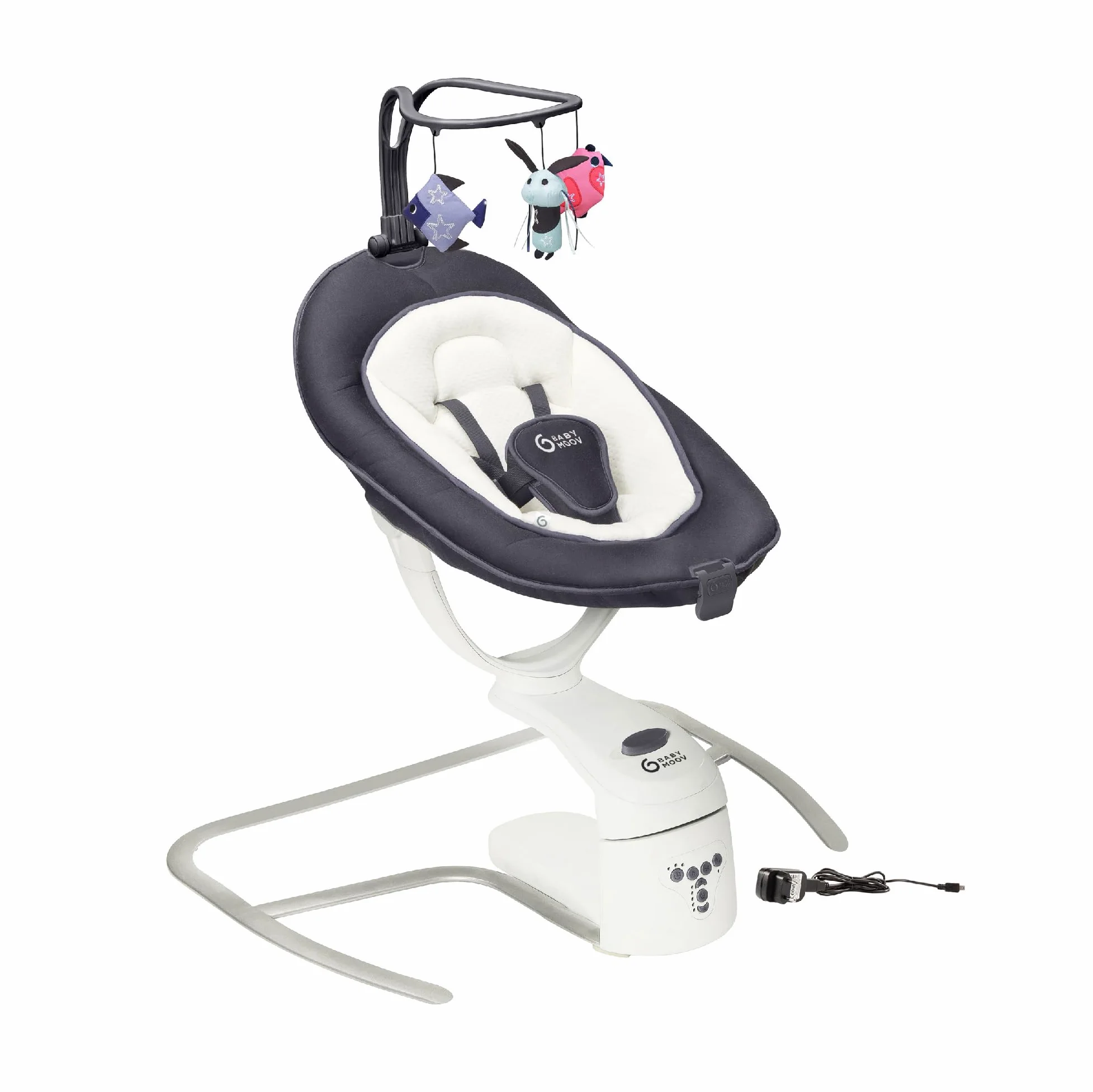 Babymoov Swoon Motion oscilación y cuna, con el asiento ergonómico cómodo y ajustable, 65 x 72 cm, Zinc
