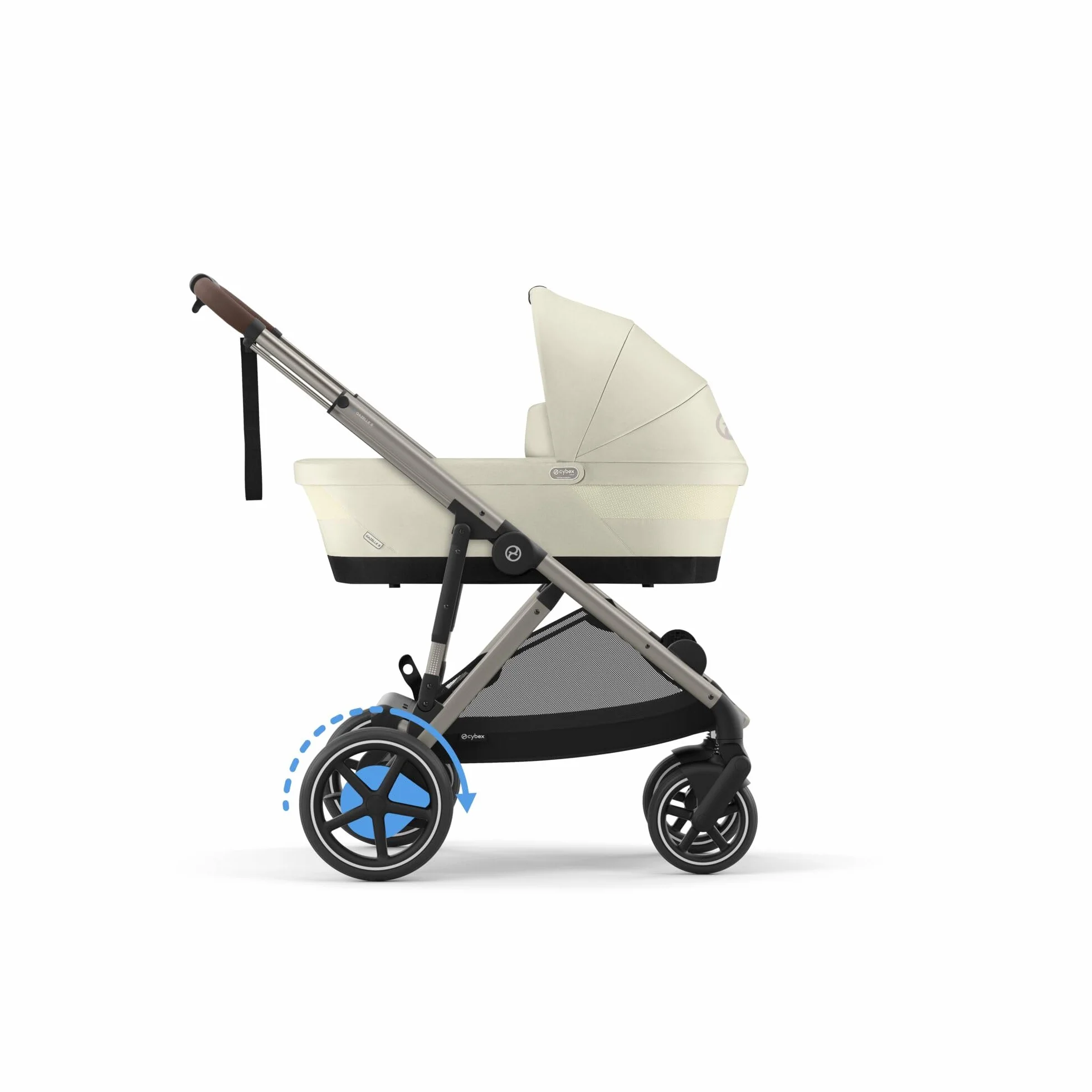 CYBEX Cochecito dorado e-GAZELLE S, máx. 22 kg (modo individual) / 2x 22 kg (modo dúo), sistema todo en 1 con accionamiento eléctrico y 20+ configuraciones, Seashell Beige
