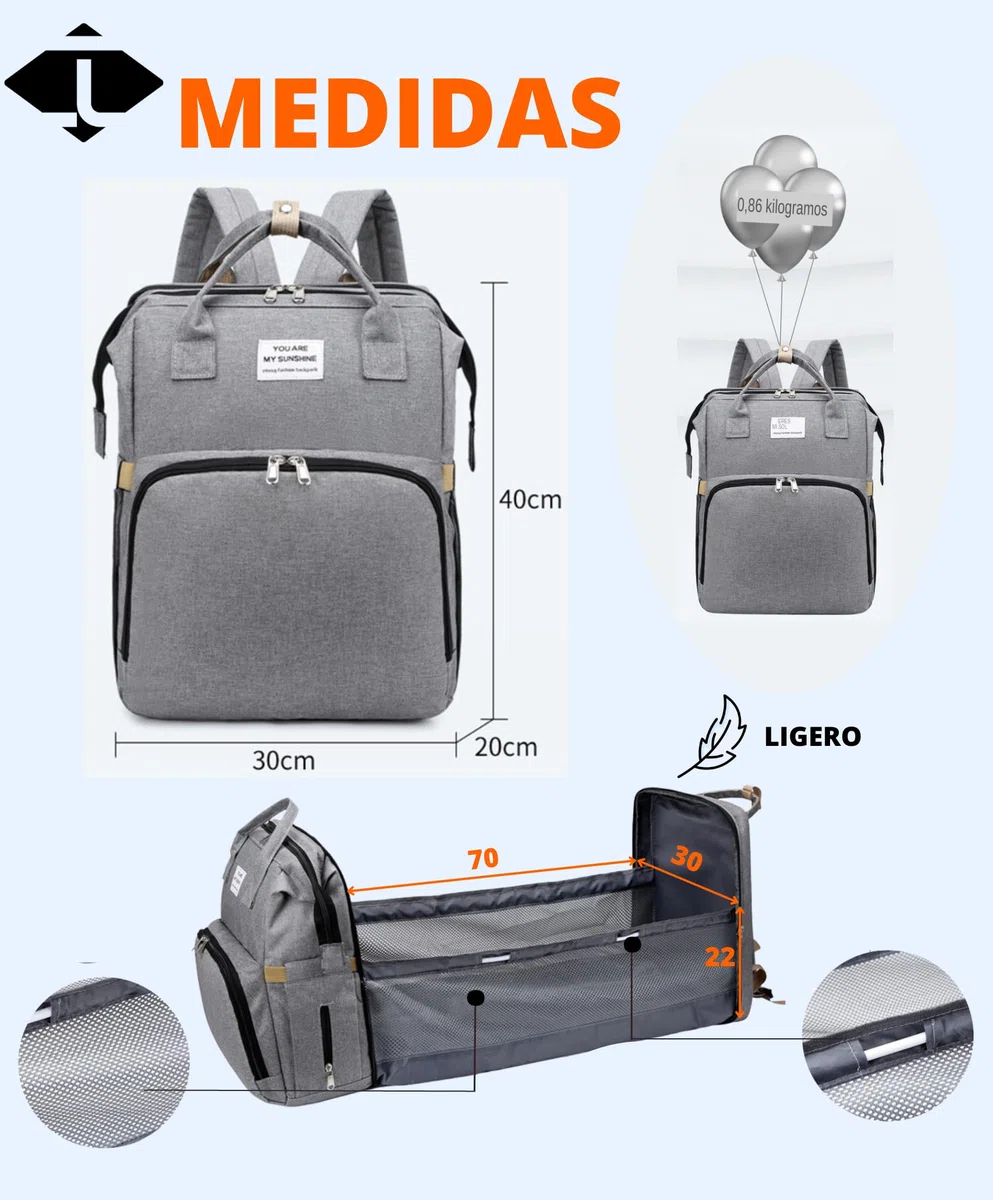 MOCHILA y PAÑALERA BEBÉ con CAMBIADOR para CARRO - MOCHILA MULTIFUNCIONAL IMPERMEABLE - PAÑALERAS y CARRITO MATERNIDAD - BOLSO GRANDE con GANCHOS