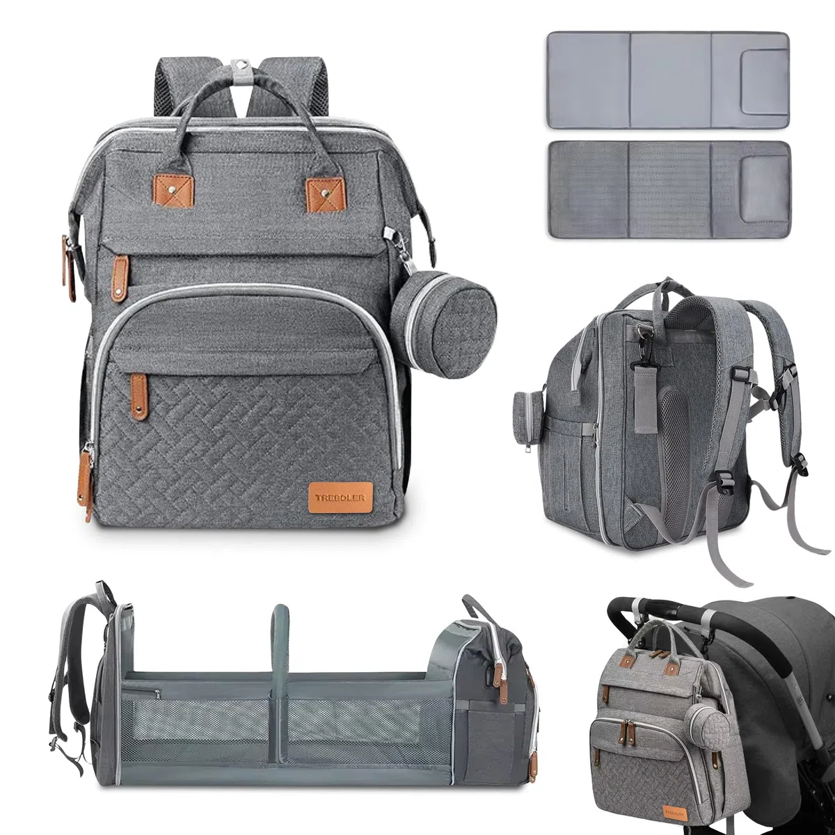 Mochila Bebe Pañalera con Cambiador Portátil - Mochila Carro Bebé Impermeable Gran Capacidad