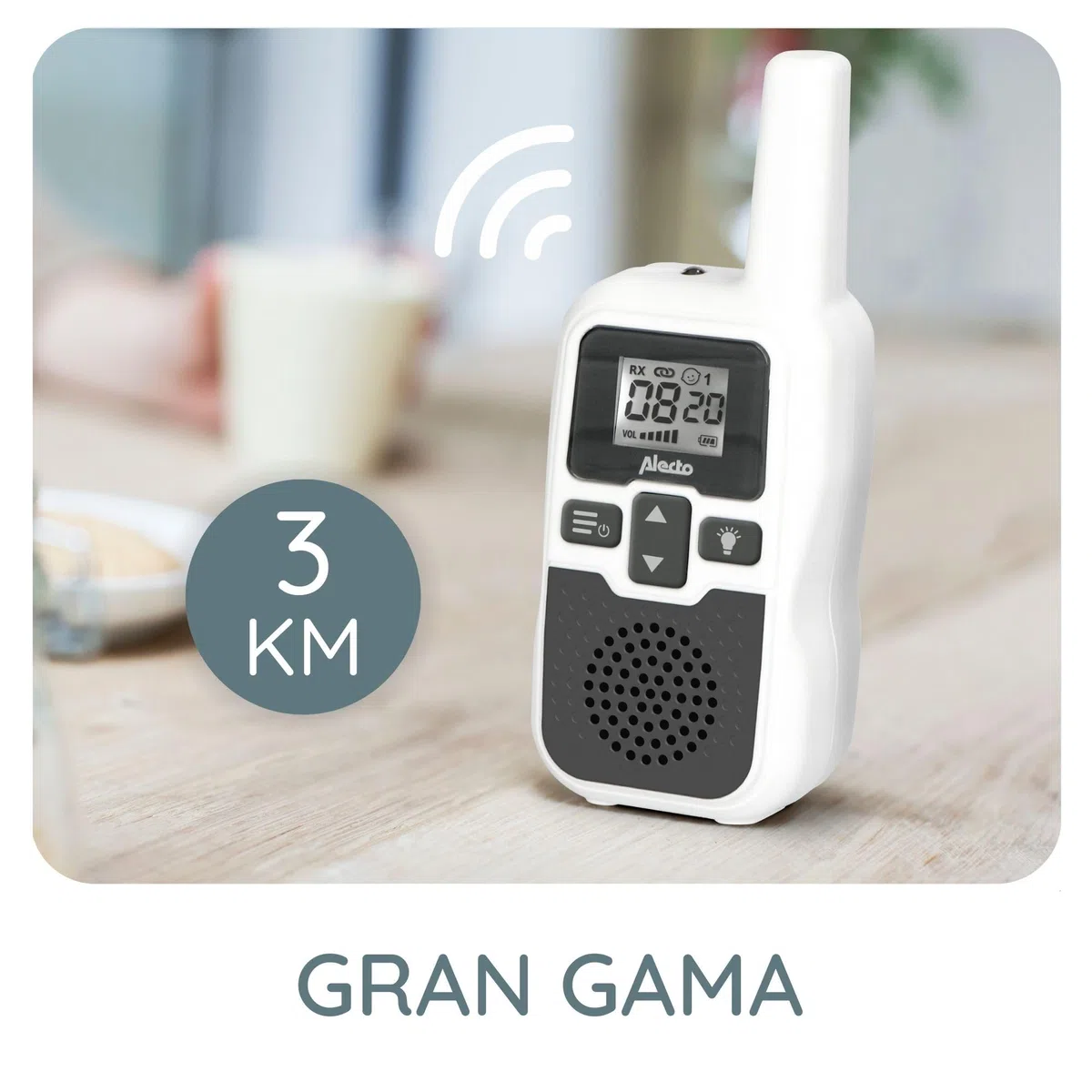Alecto bébé DBX80 Vigilancia de Largo Alcance - Monitor Bebe Alcance de hasta 3.000 Metros - con Largo Tiempo de Espera (hasta 9 Horas) - VOX - Sensibilidad Ajustable - Ampliable - Blanco