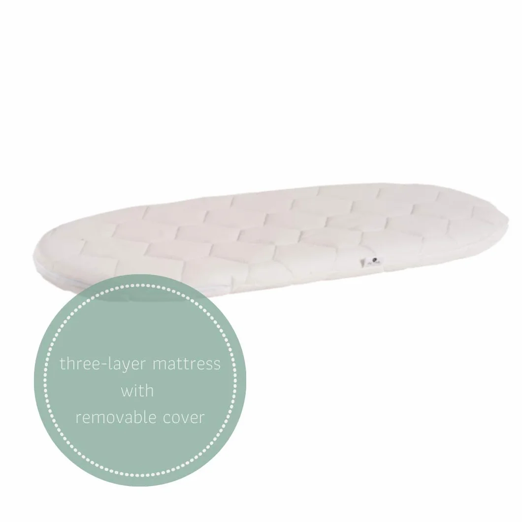Moisés para bebé con soporte mecedor y colchón de tres capas, moisés para bebé con soporte de madera, cesta de moisés, cesta de dormir hecha a mano, cama de bebé, habitación de bebé (nautal)