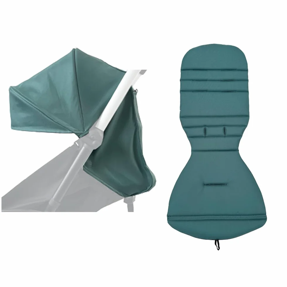 Toldo para cochecito y cojín de asiento compatible con Babyzen YOYO 2 y YOYO+, kit de repuesto de accesorios para cochecito, tela impermeable de doble capa (azul aguamarina)