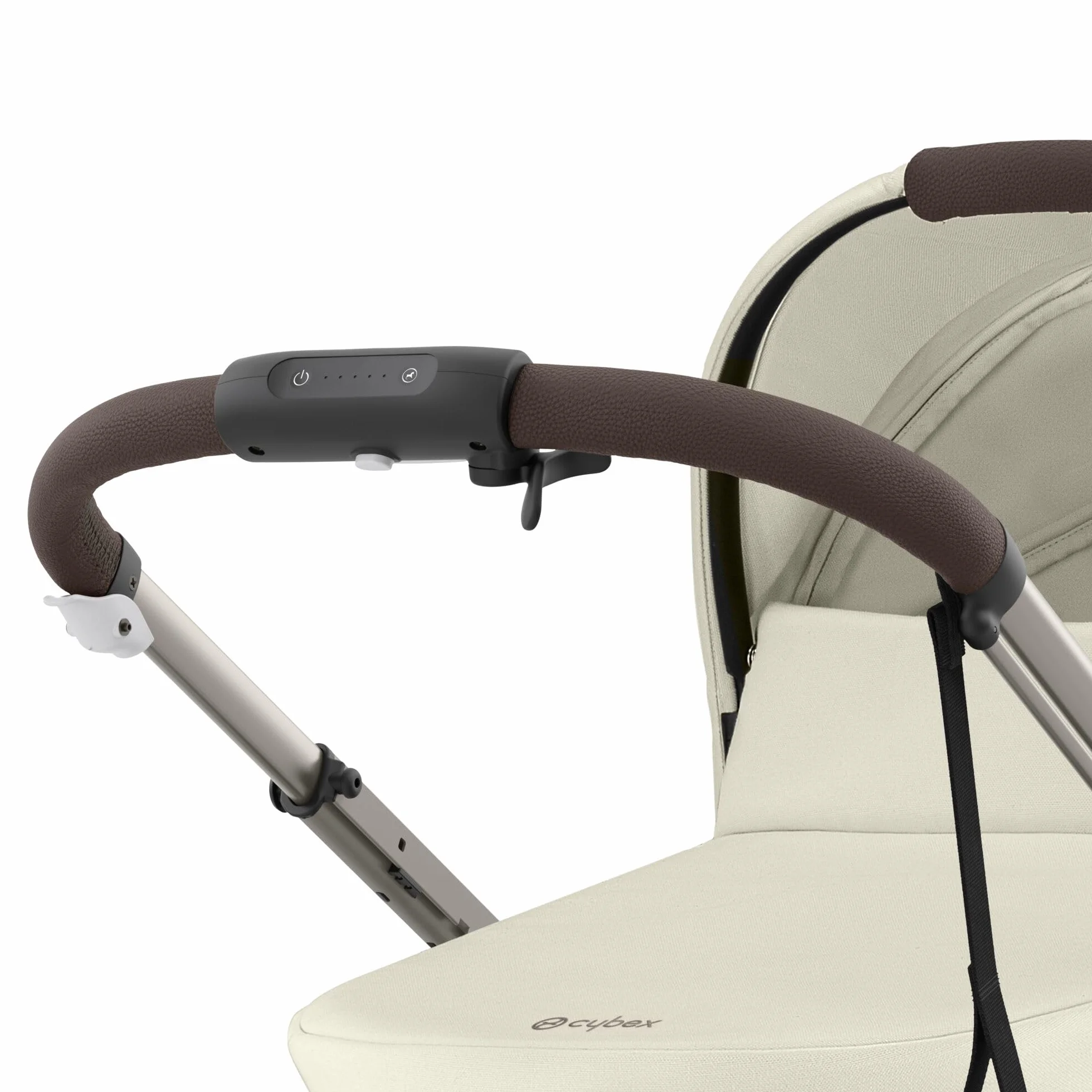 CYBEX Cochecito dorado e-GAZELLE S, máx. 22 kg (modo individual) / 2x 22 kg (modo dúo), sistema todo en 1 con accionamiento eléctrico y 20+ configuraciones, Seashell Beige