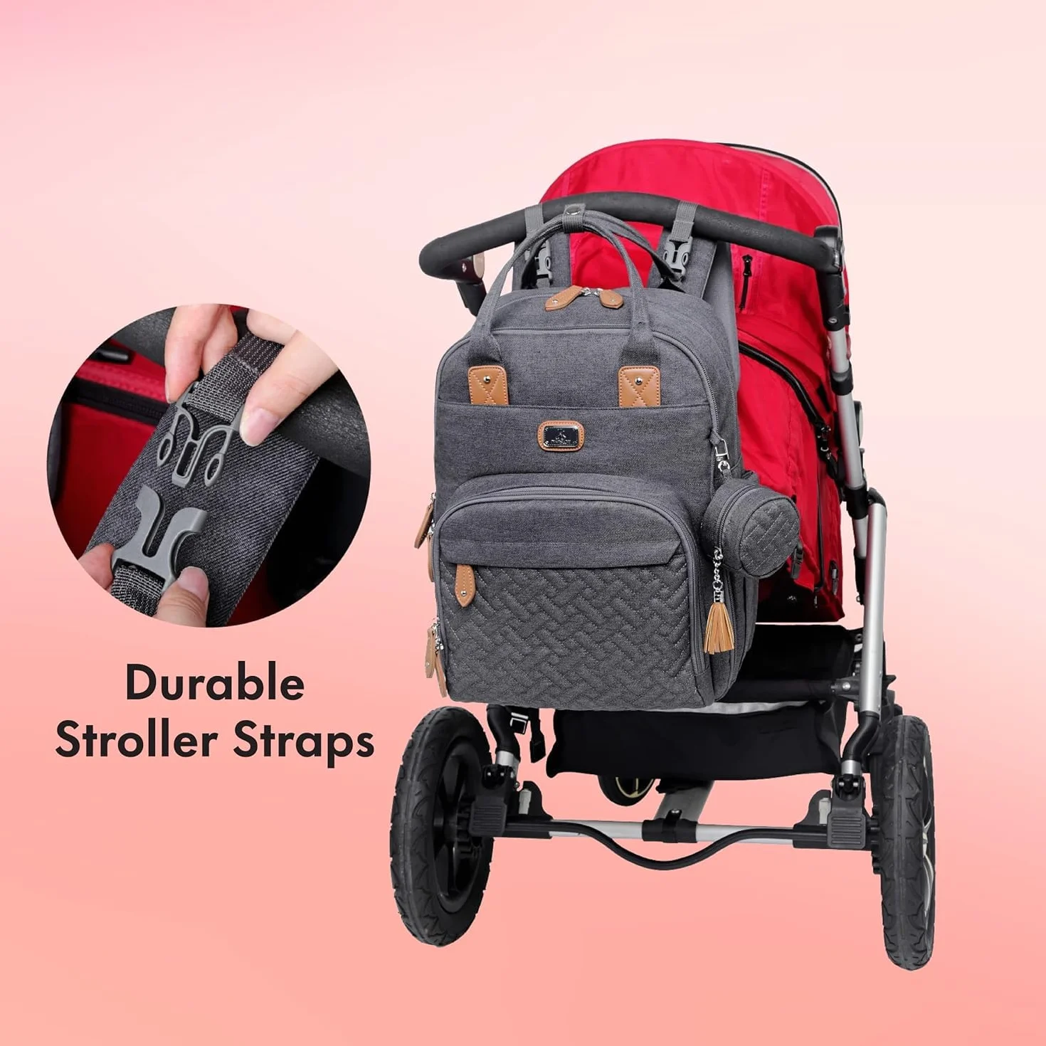 Dikaslon Mochila Cambiador, Mochila Pañalera Grande Bolsas Multifuncionales para Bebés con Cambiador Portátil, Portachupete y Correas para el Cochecito, para Mamá y Papá