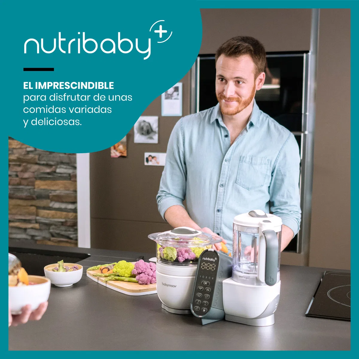 Babymoov Nutribaby(+), Robot Multifunción 6 en 1, Vaporera, Batidora, Gran Capacidad para el Bebé, Óptimo para la Cocina por Lotes, Blanco