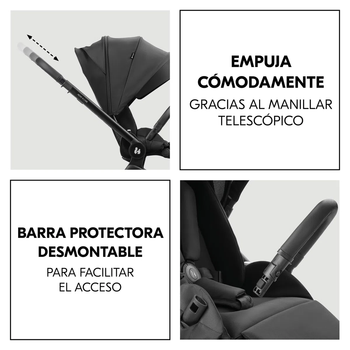 hauck Move N Care Set Carrito Bebe 2 en 1 - Carro con Capazo Grande desde el Nacimiento hasta 22 kg, Silla de Paseo Ligera Reversible y Reclinable, Suspensión, Protección UV 50+, Cesta XL - Negro