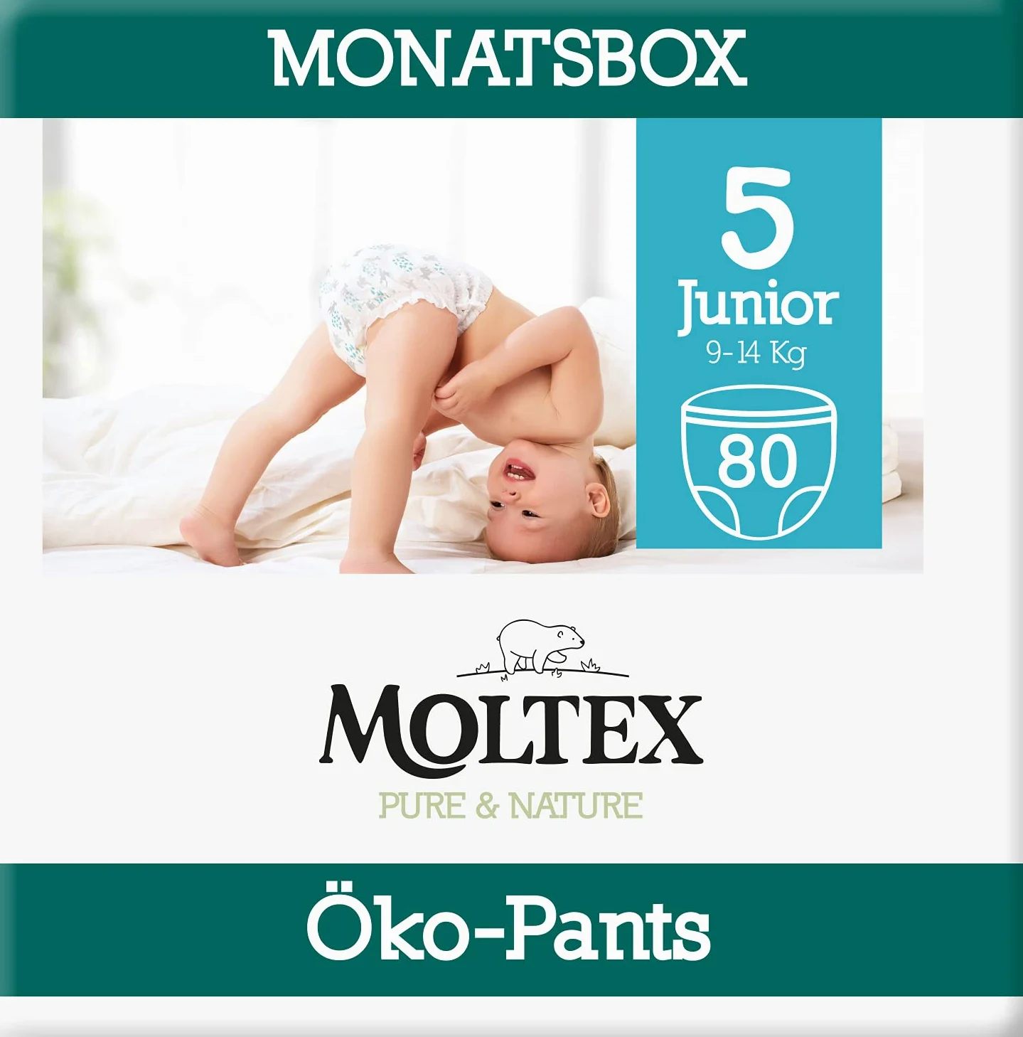 Moltex Pure & Nature Pants Ecológicos Talla 5 (9-14 Kg) - 80 Pants (4 Bolsas De 20 Unds)