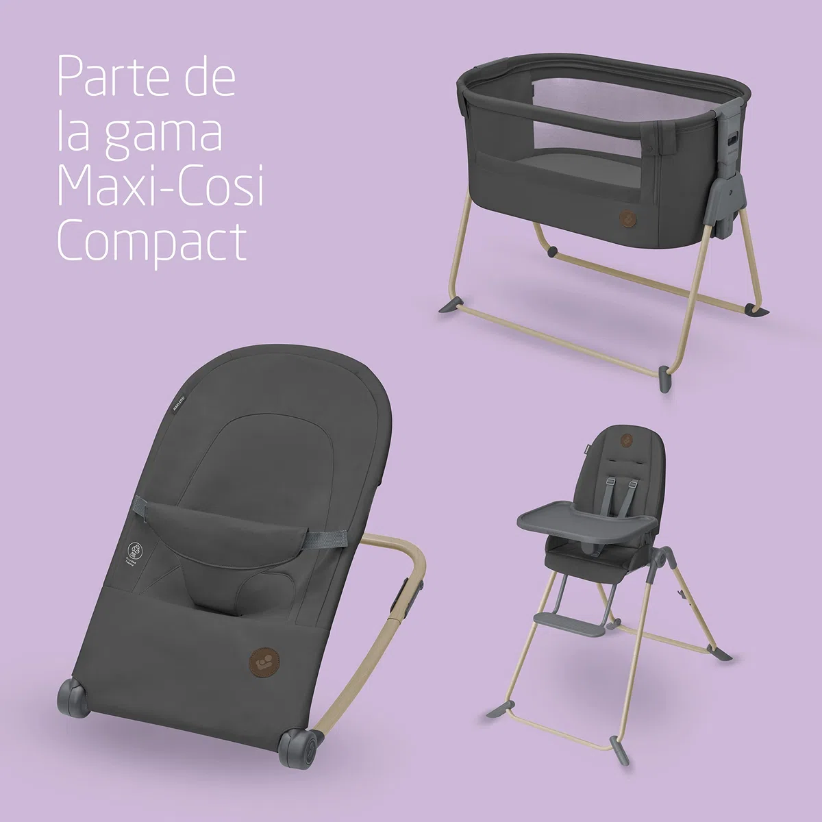 Maxi-Cosi Loa Mecedora para Bebé, de 0 a 2 años aprox, de 0 a 12 kg, Plegado Ultracompacto, Ligera, 2 Posiciones de Reclinación, Portátil, con Tejidos 100% Reciclados, Beyond Graphite