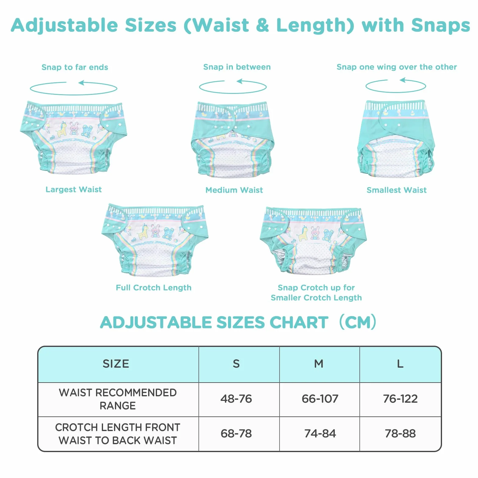 LittleForBig Cubierta De Pañal Adulto Impermeable Reutilizable Ajustable Lavable - Baby Parade Azul M