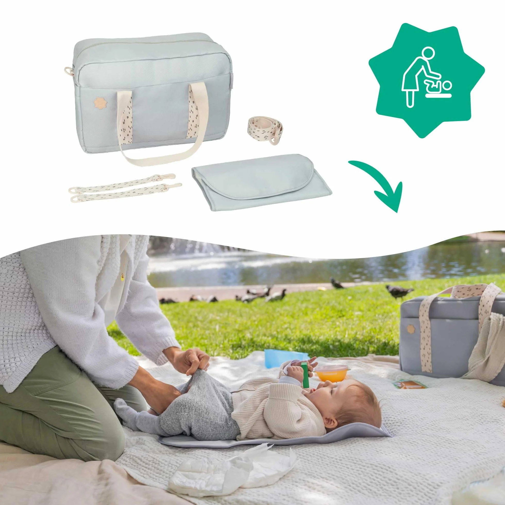 Badabulle Bolso Cambiador Bowling, Gran Capacidad 20L, Cambiador Incluido