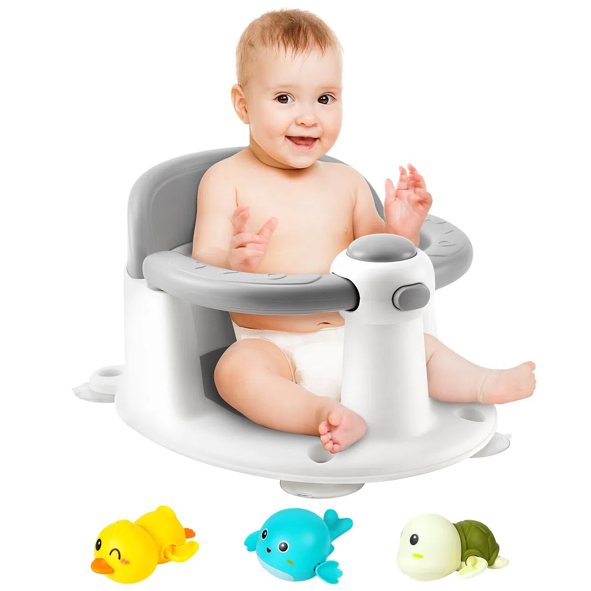 Asiento de baño para bebé, asiento de bañera para bebés de 6 meses en adelante, esencial para el baño del bebé, gran regalo de baby shower para recién nacidos y nuevas madres