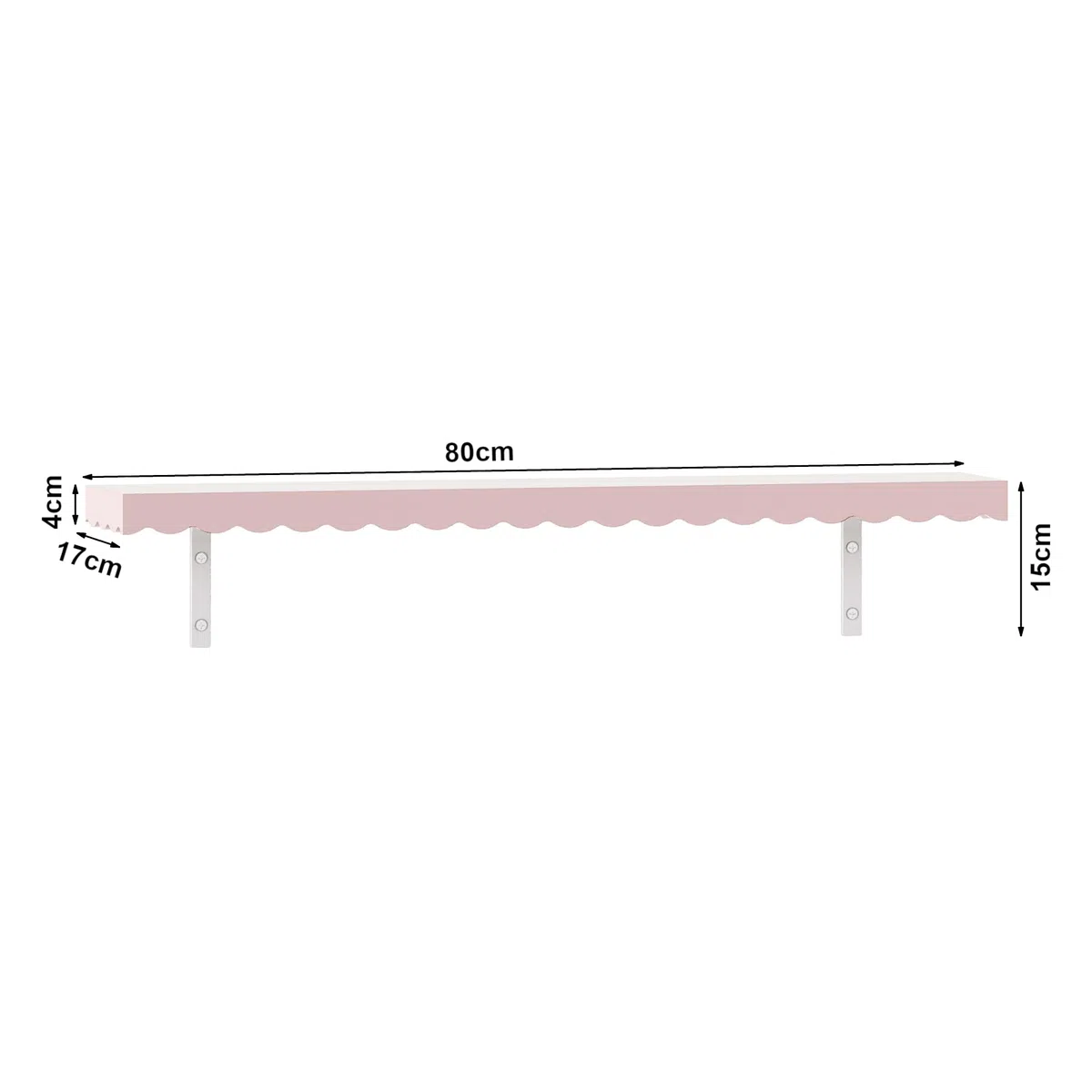 [en.casa] Set de 2 Estantes Flotantes Infantil Vestnes Baldas de Pared con Borde Elevado y Ondulado Librería Dormitorio para Niños Habitación Infantil 80 x 17 x 4 cm Rosa - Algodón de azúcar