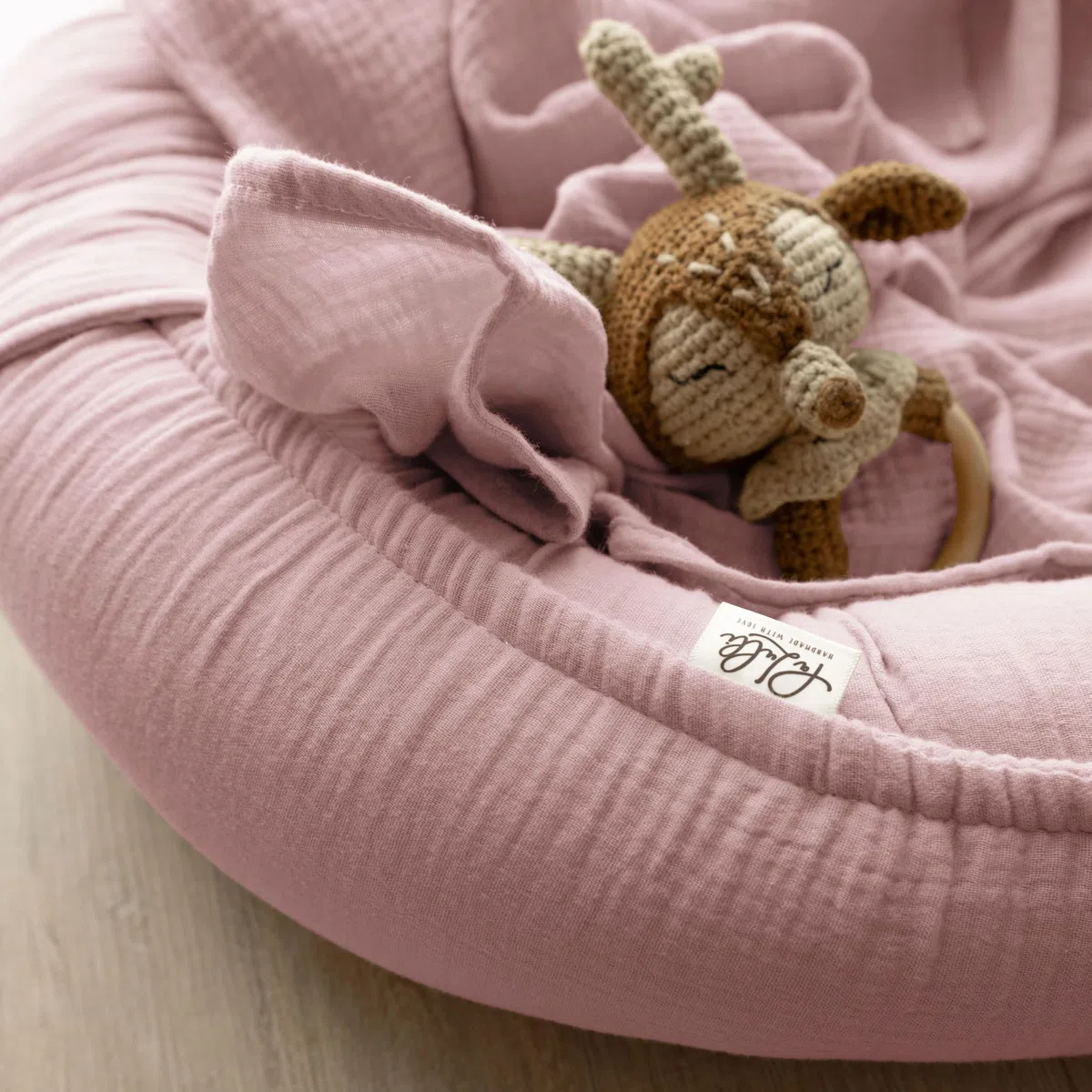 PaLulli Nido para bebé de 100% Muselina de algodón prémium, 100 x 60 cm, Solapa con Cierre de Velcro, Cambiador para Cuna de bebé (Rosa Sucio)