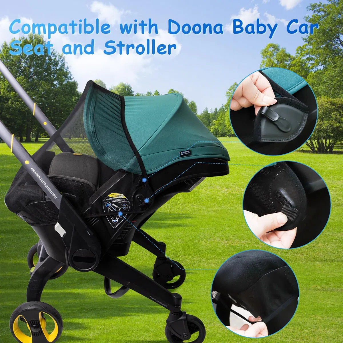 Mosquitera para cochecito, compatible con cochecito Doona y asiento de coche, calidad premium, lavable a máquina, accesorios Stoller, transpirable, fácil de almacenar (con una bolsa de