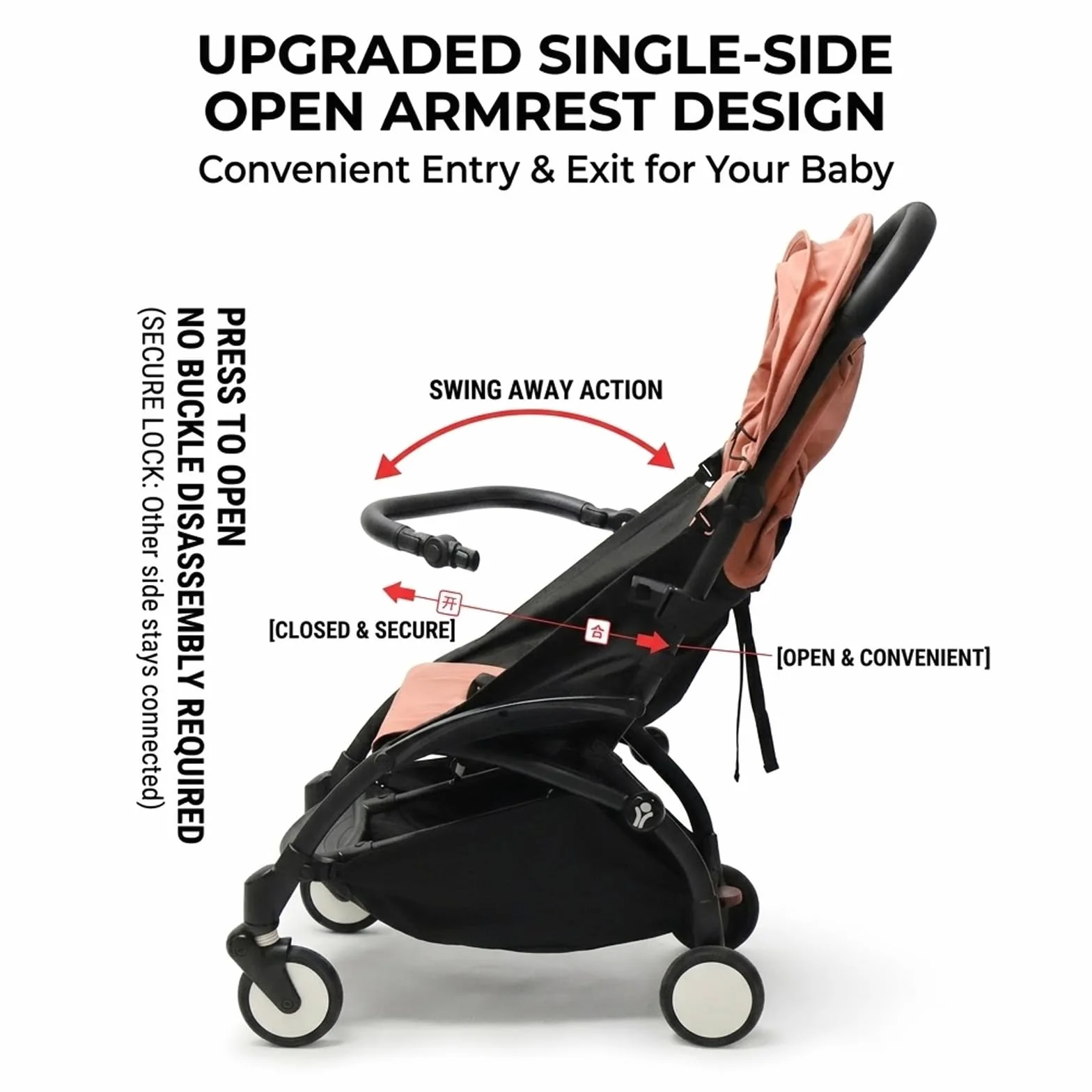 Barra de protección para cochecito, 2 en 1, parachoques de cochecito, se puede utilizar como asa media o delantera, barra transversal compatible con Babyzen YoYo 2 y Yoyo+, PU + hierro