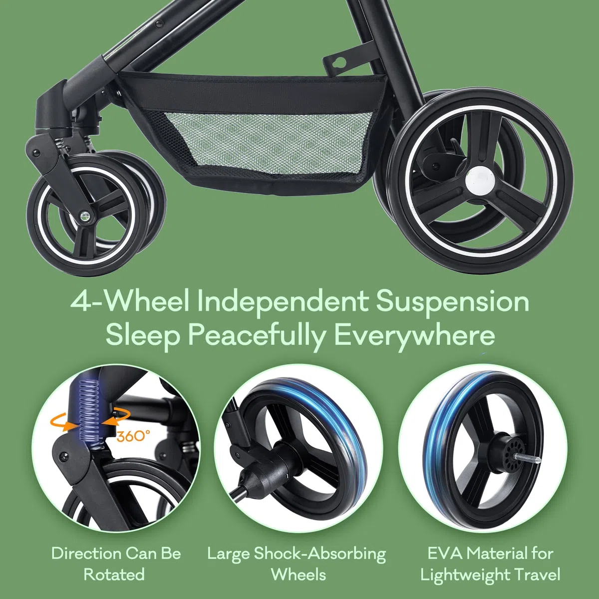 3 en 1 Carrito Bebé, Cochecito Bebe con Asiento de Coche ECE R129, Cochecito Combinado Plegable One Click, Alta Vista Estructura de Aluminio Cochecito para Recién Nacido(15KG, 0-3Años)