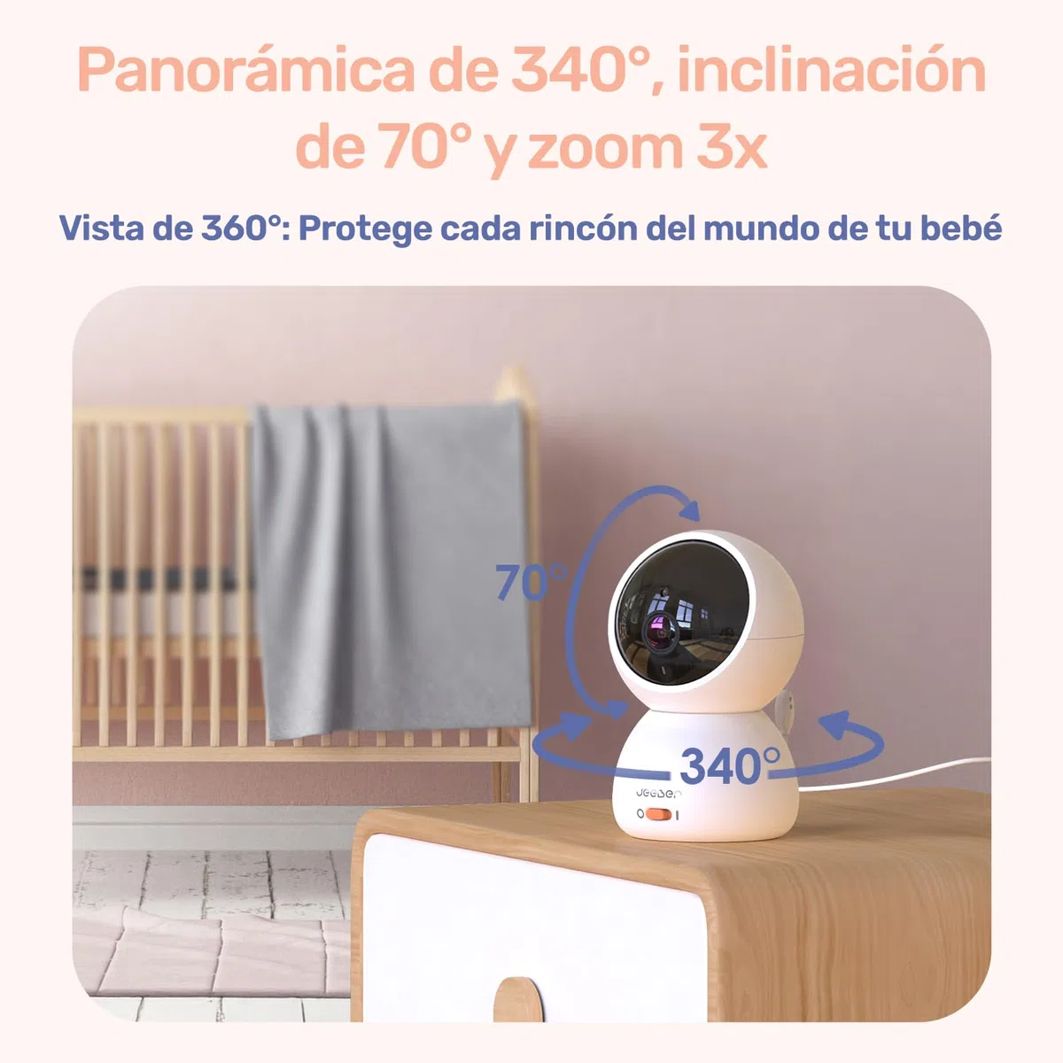 Camara Vigilancia Bebe con App Movil, 4" IPS Pantalla, 360 ​​Grados, Visión Nocturna, Detección Inteligente de llanto, Área de Seguridad Personalizada, VOX